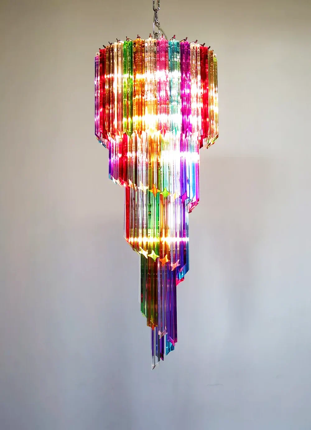 Murano Spiral Multicolor Prism Glass Chandelier - Image 5