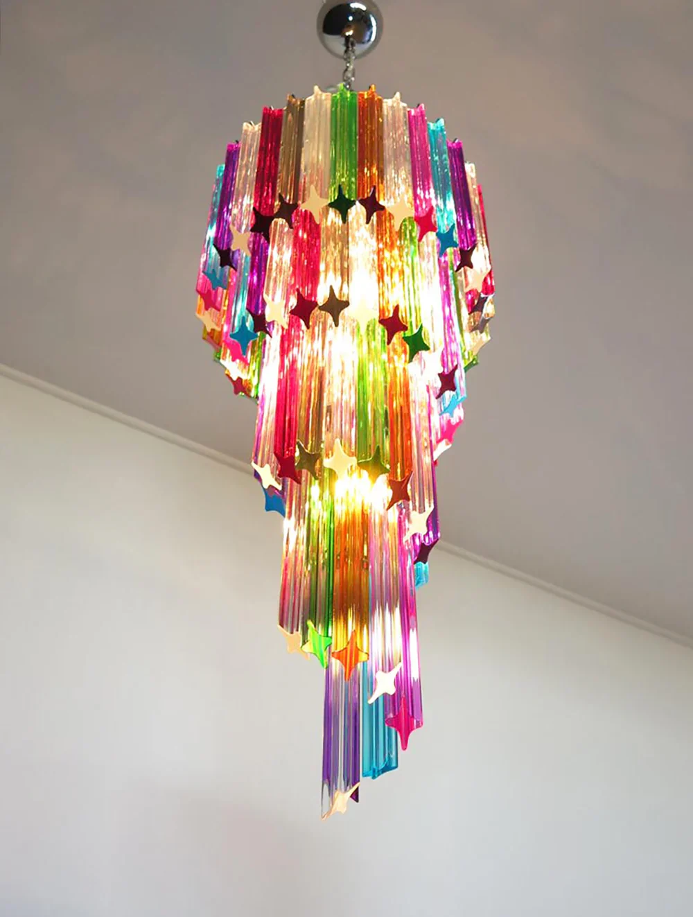 Murano Spiral Multicolor Prism Glass Chandelier - Image 6