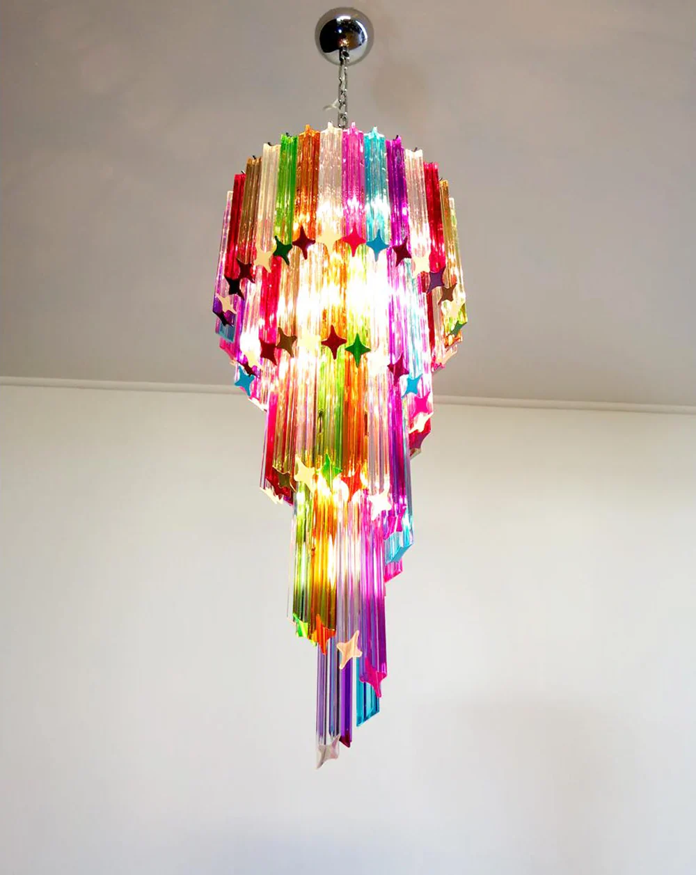Murano Spiral Multicolor Prism Glass Chandelier - Image 7