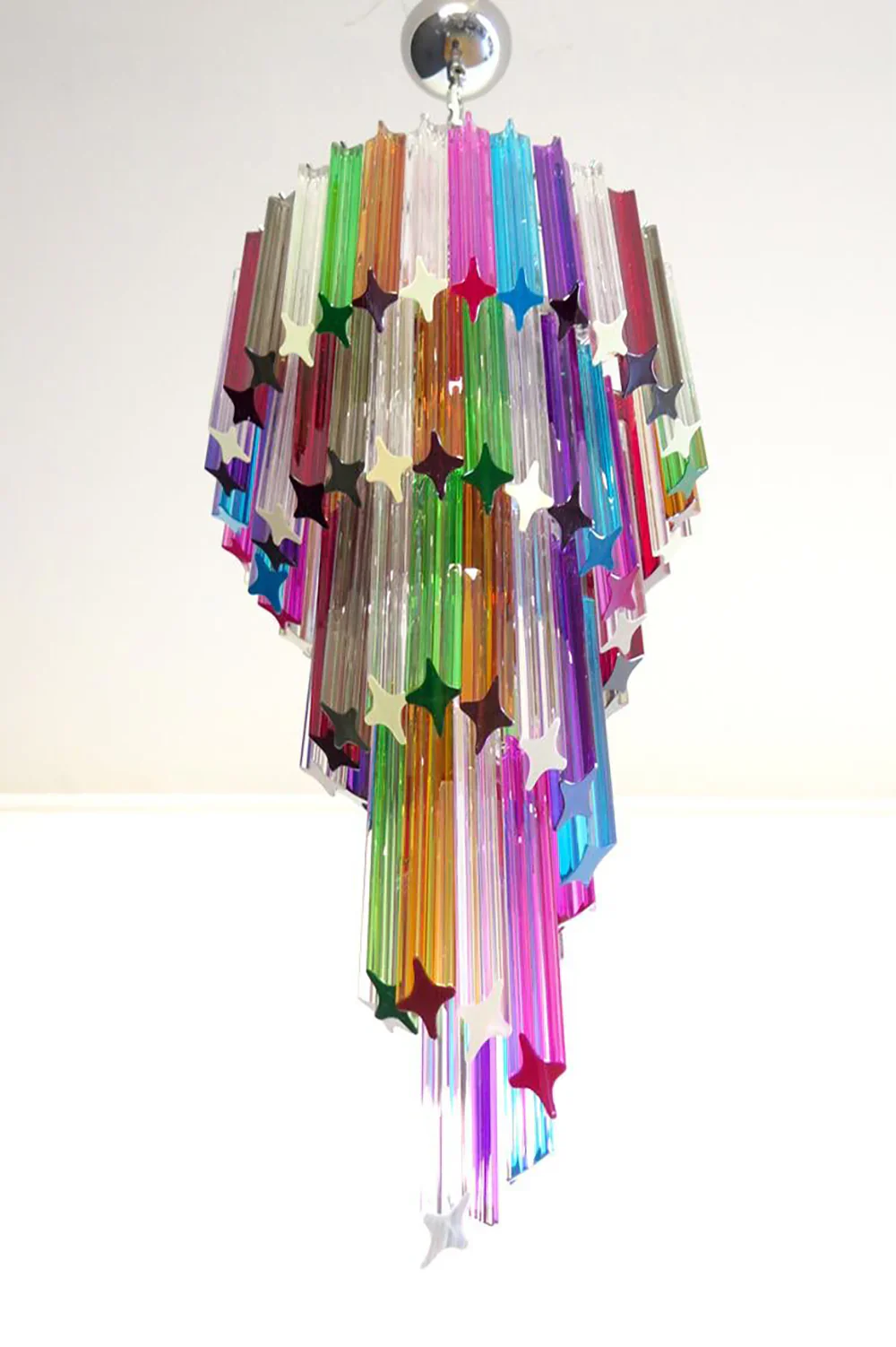 Murano Spiral Multicolor Prism Glass Chandelier - Image 8