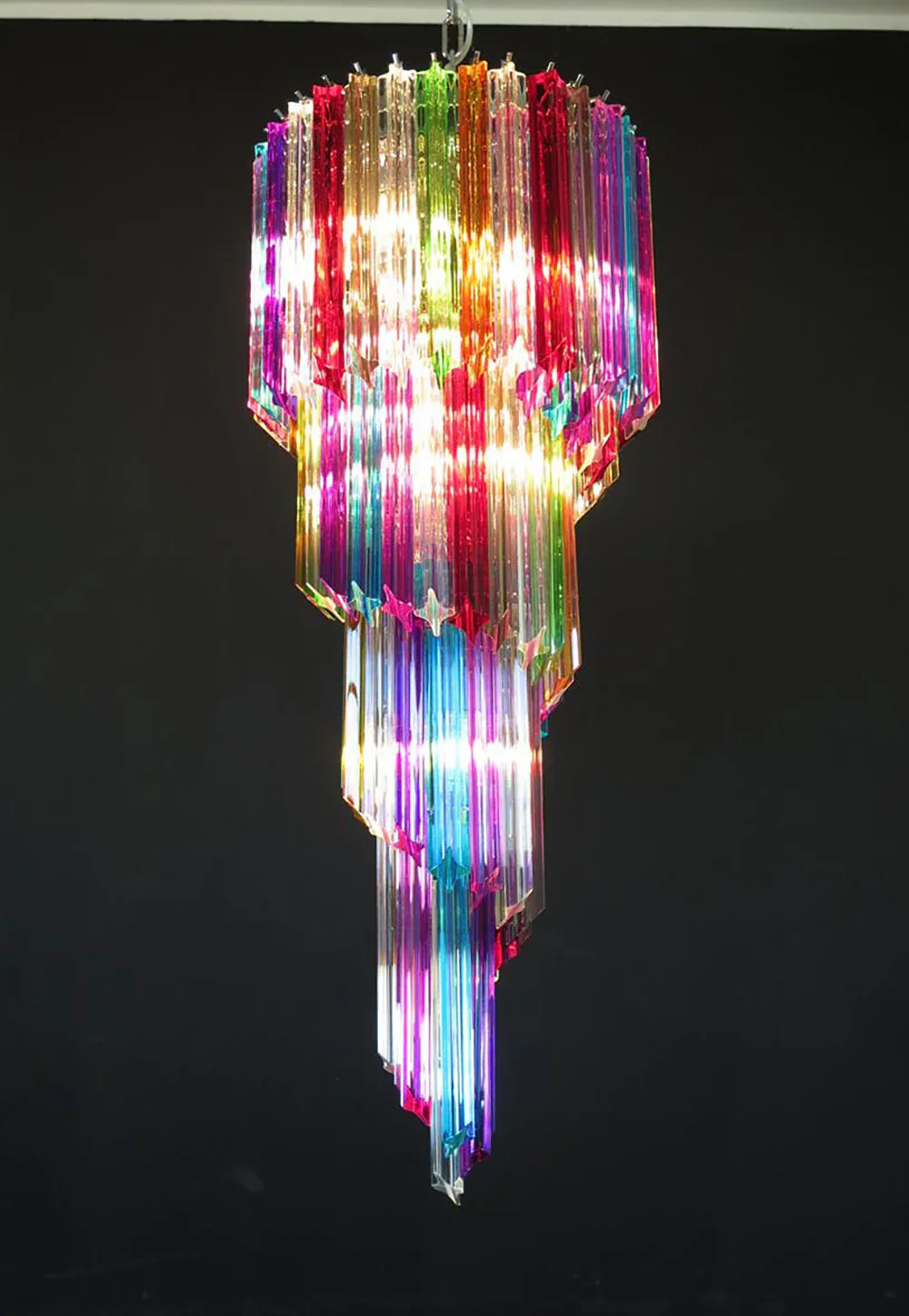 Murano Spiral Multicolor Prism Glass Chandelier - Image 9