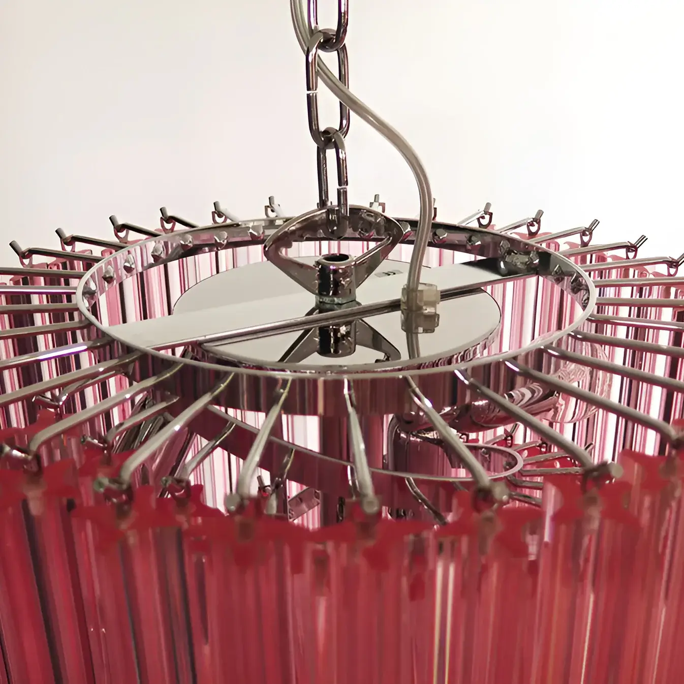 Murano Spiral Pink Prism Glass Chandelier - Image 12