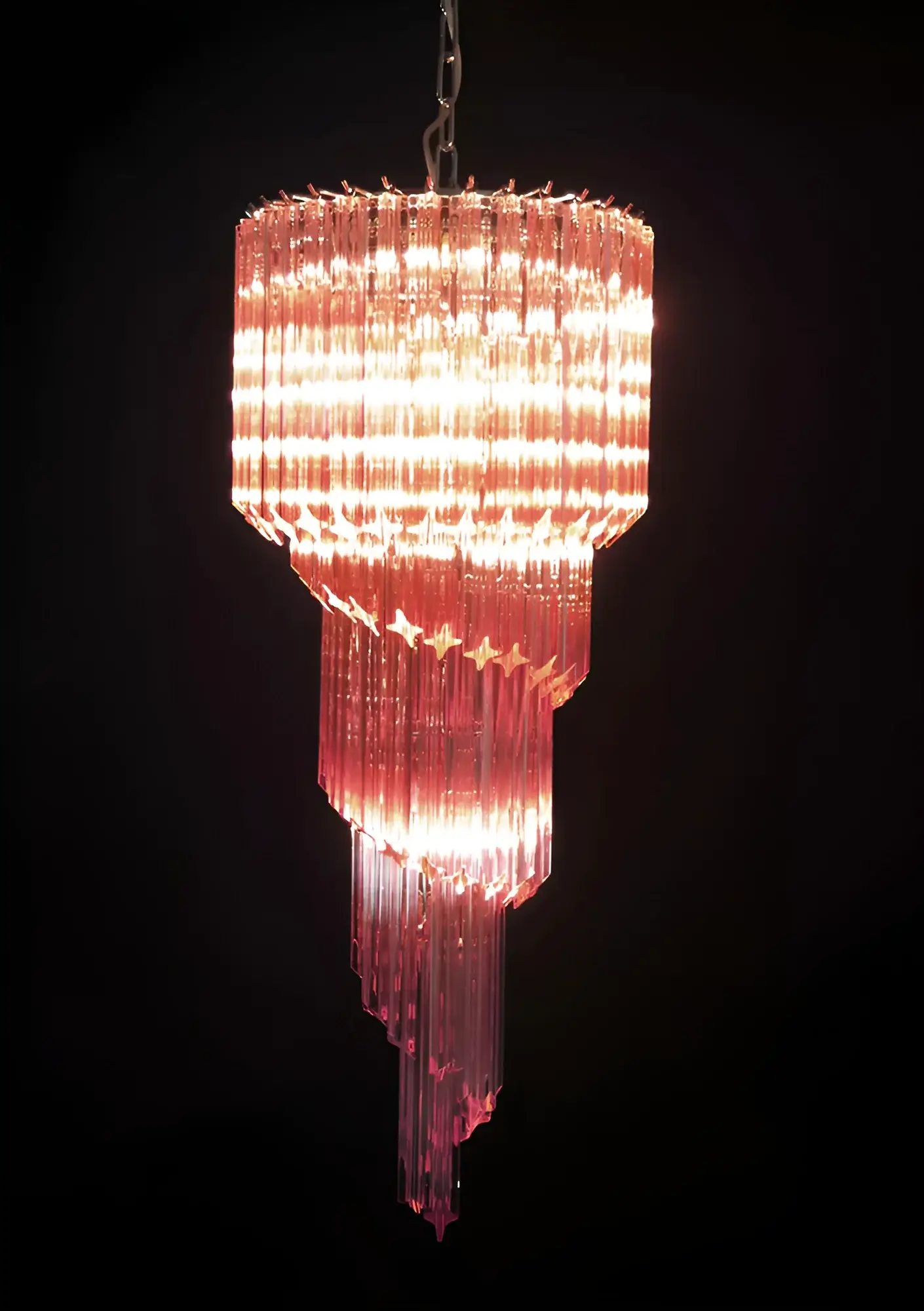Murano Spiral Pink Prism Glass Chandelier - Image 13
