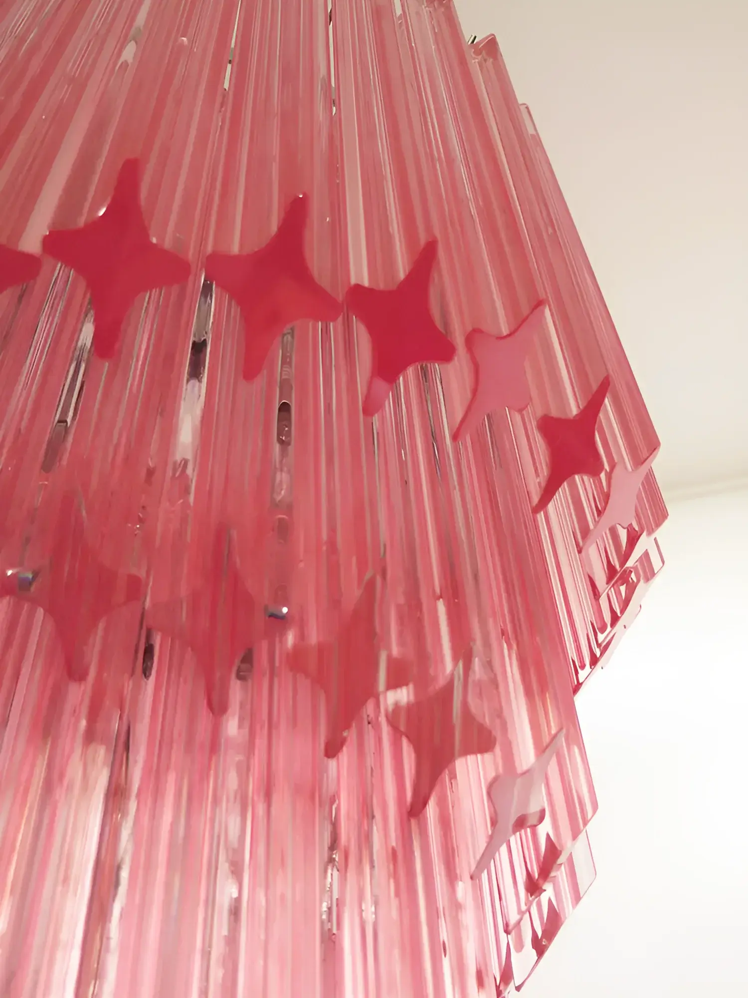 Murano Spiral Pink Prism Glass Chandelier - Image 15