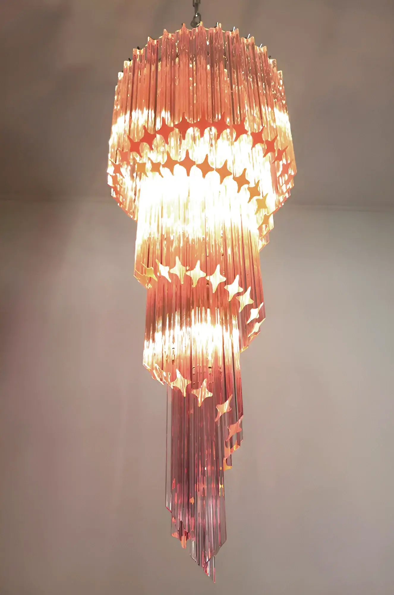 Murano Spiral Pink Prism Glass Chandelier - Image 4