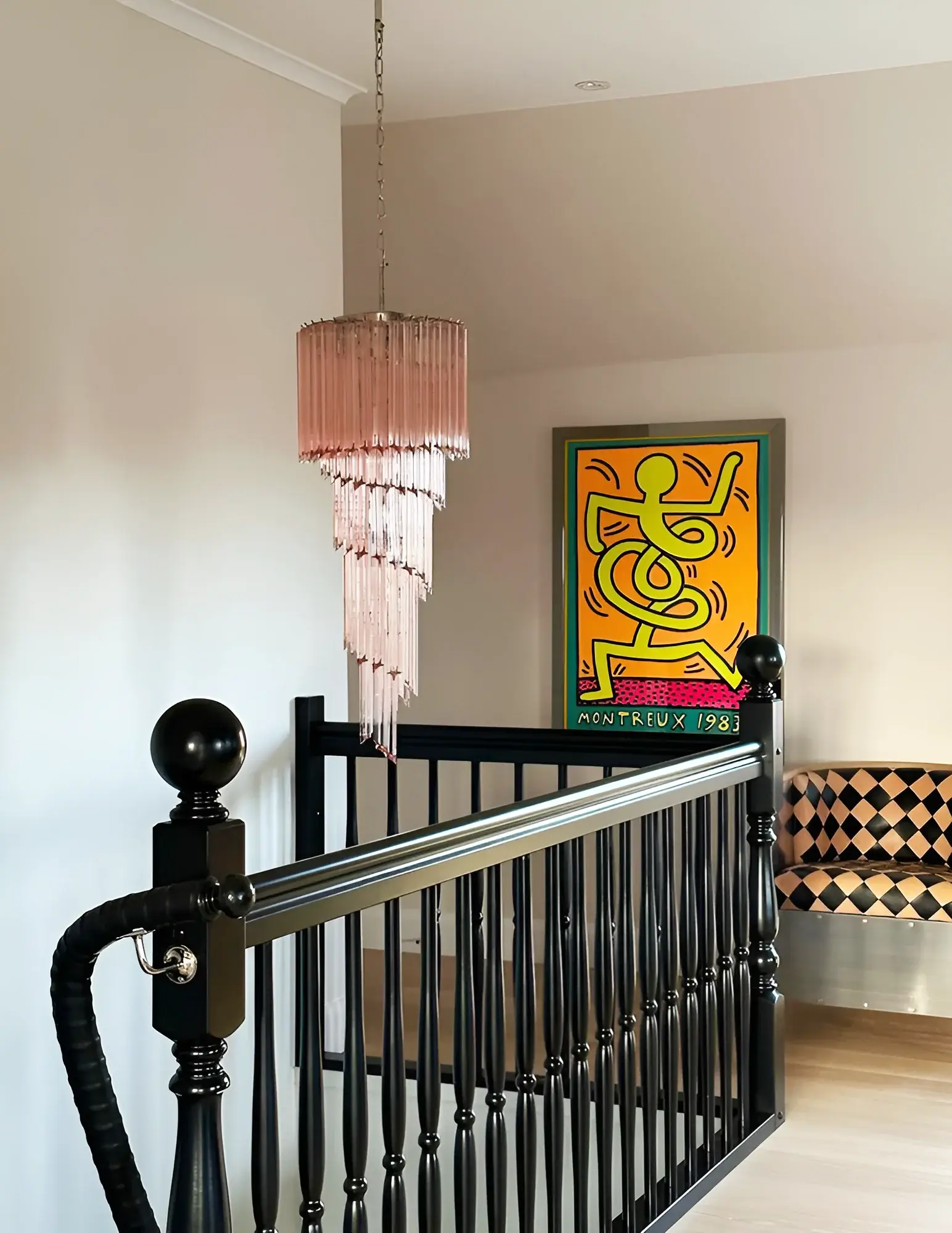Murano Spiral Pink Prism Glass Chandelier - Image 5