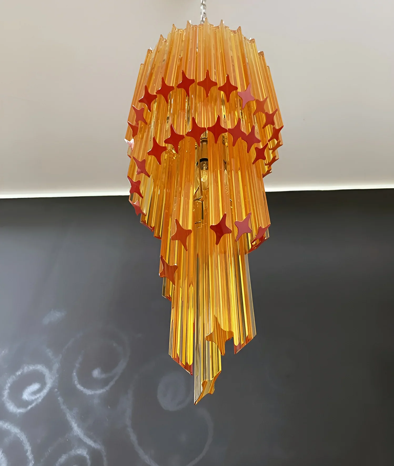 Murano Spiral Prisms Amber Chandelier - Image 13