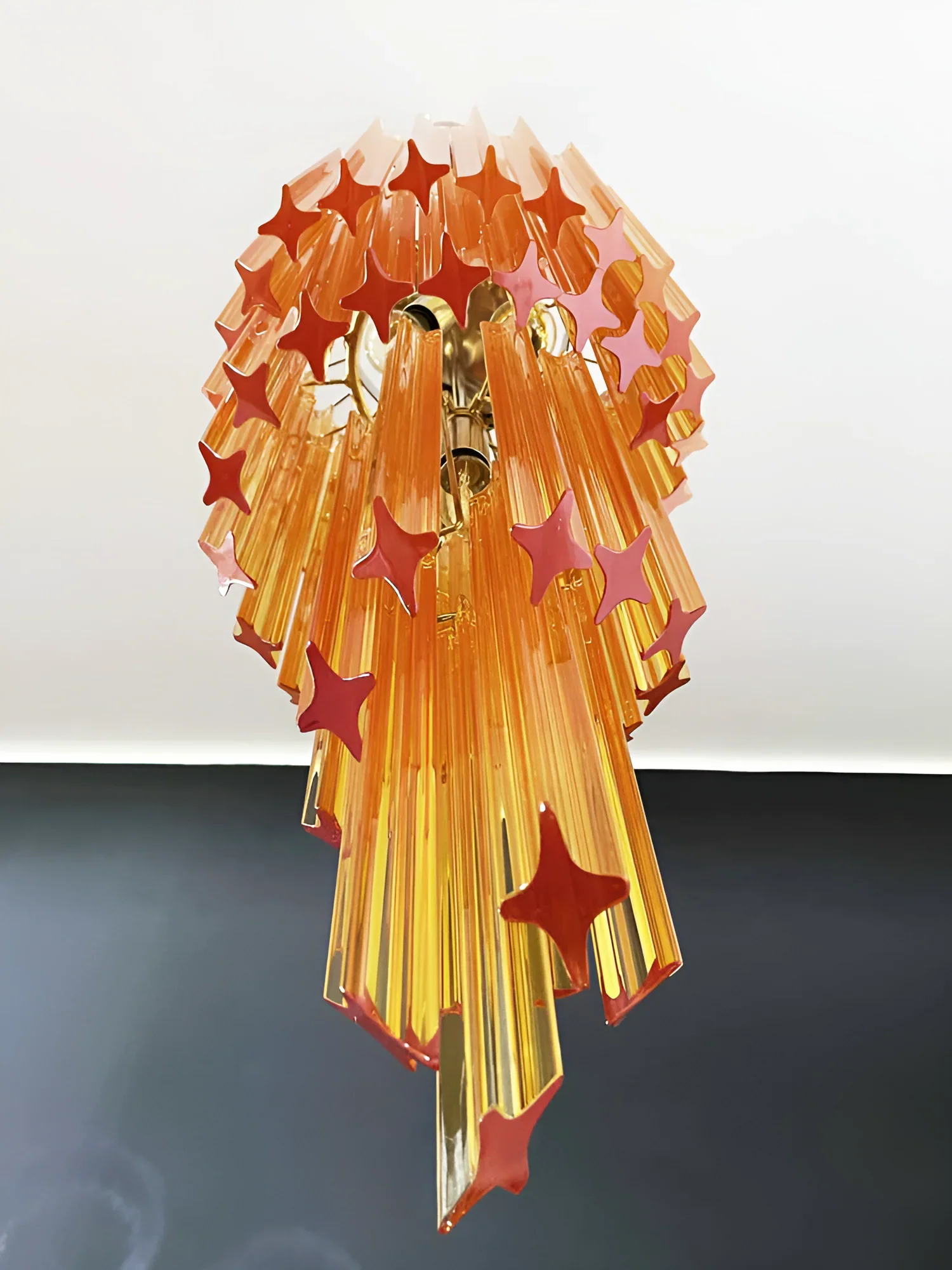 Murano Spiral Prisms Amber Chandelier - Image 14