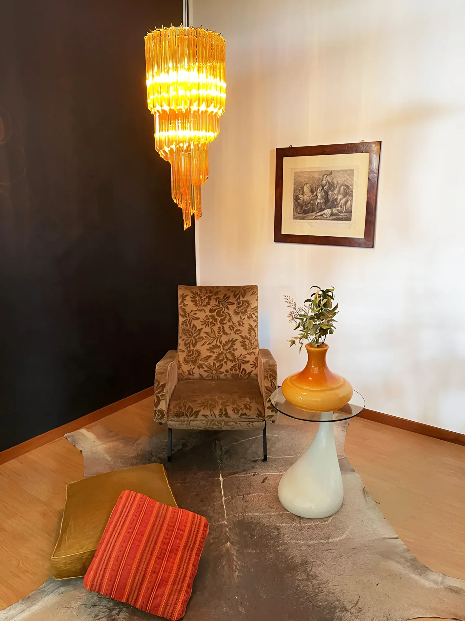Murano Spiral Prisms Amber Chandelier - Image 3