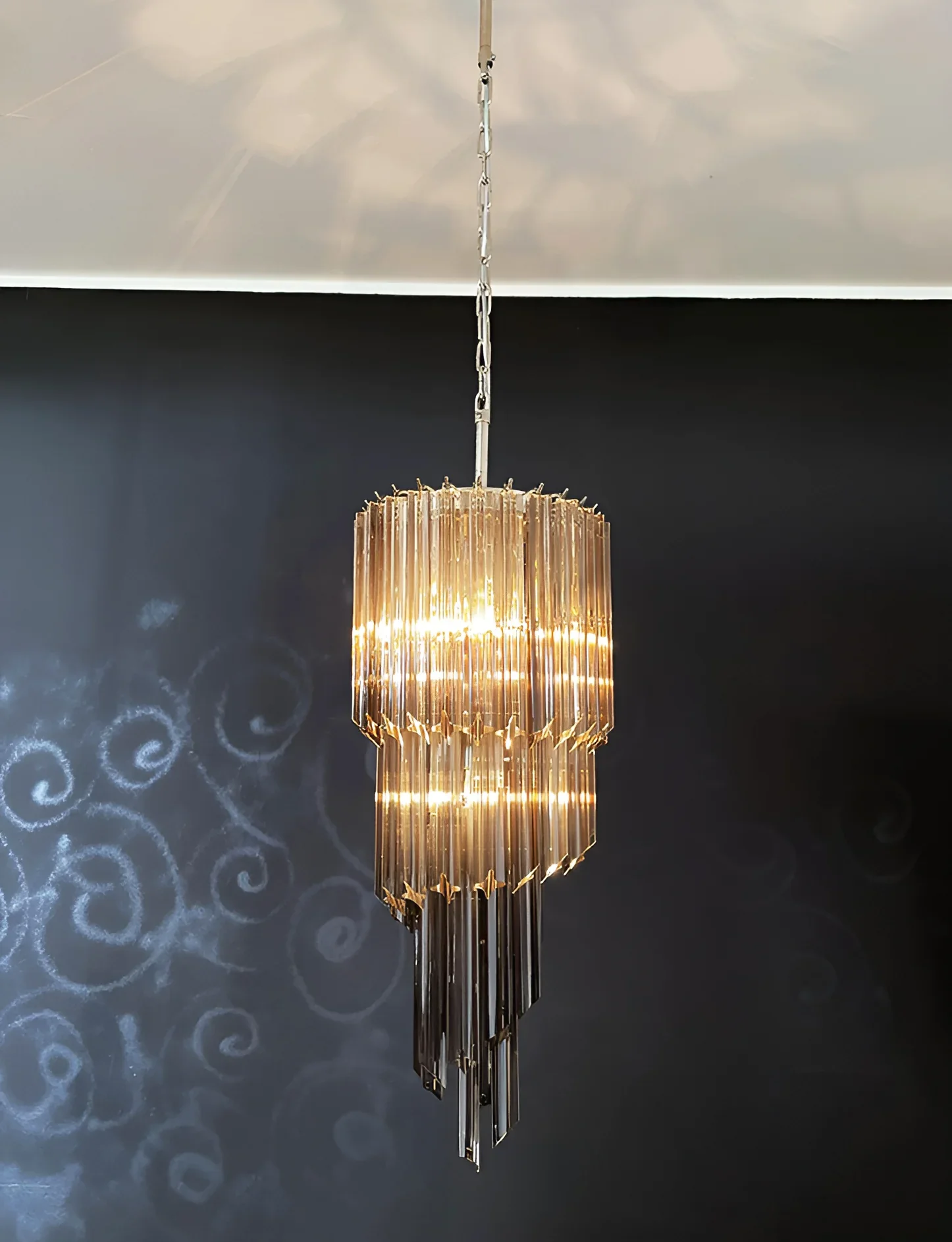 Murano Spiral Prisms Smoked Chandelier - Image 10