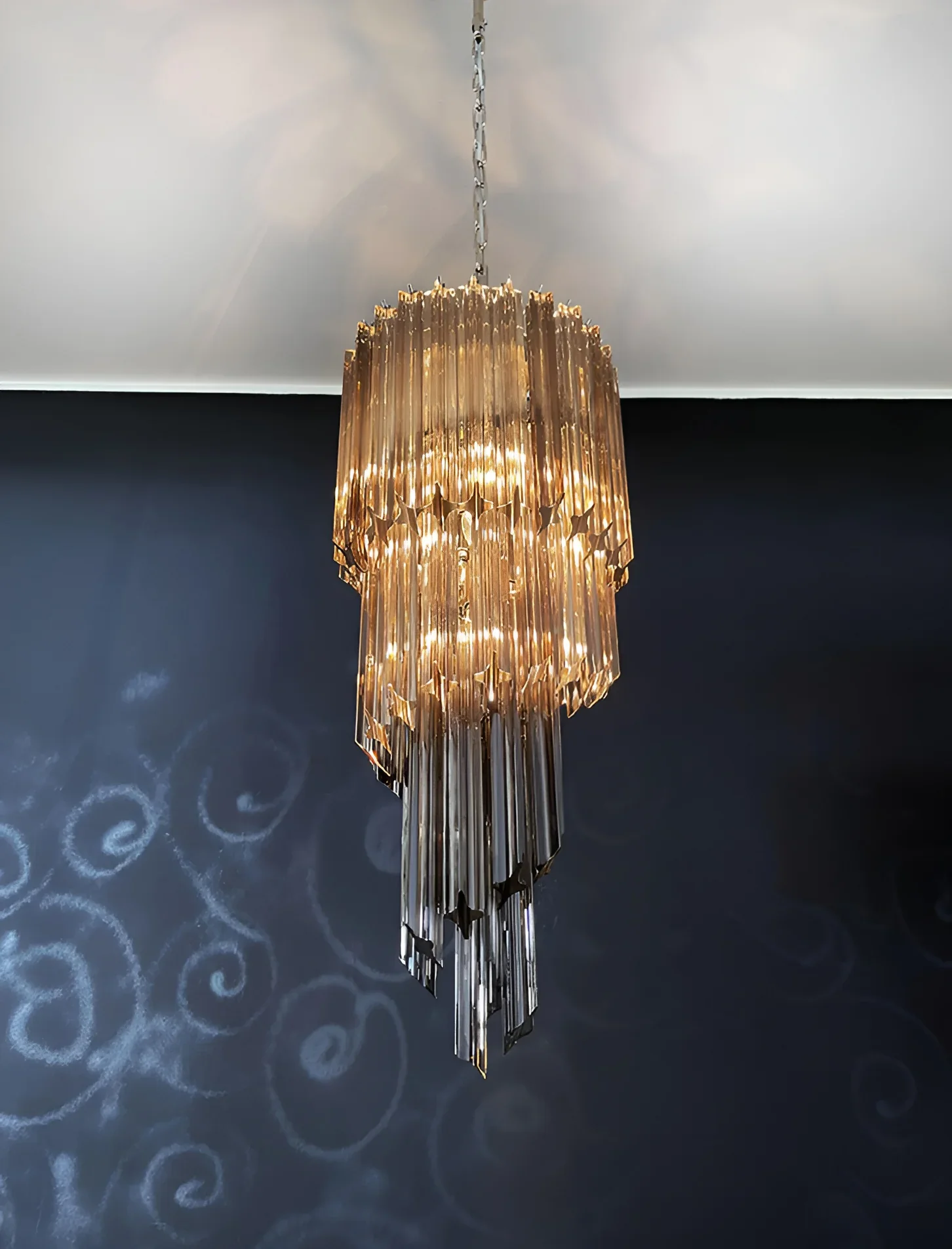 Murano Spiral Prisms Smoked Chandelier - Image 14