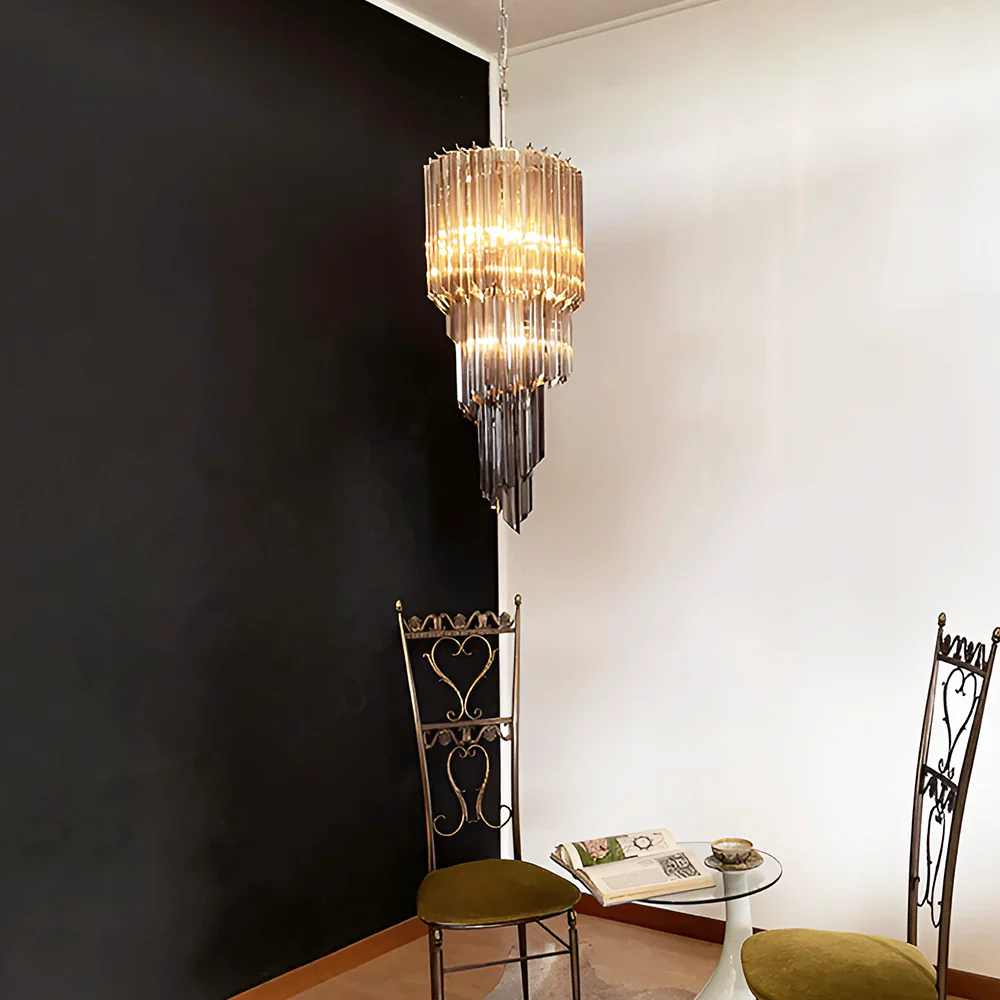 Murano Spiral Prisms Smoked Chandelier - Image 2