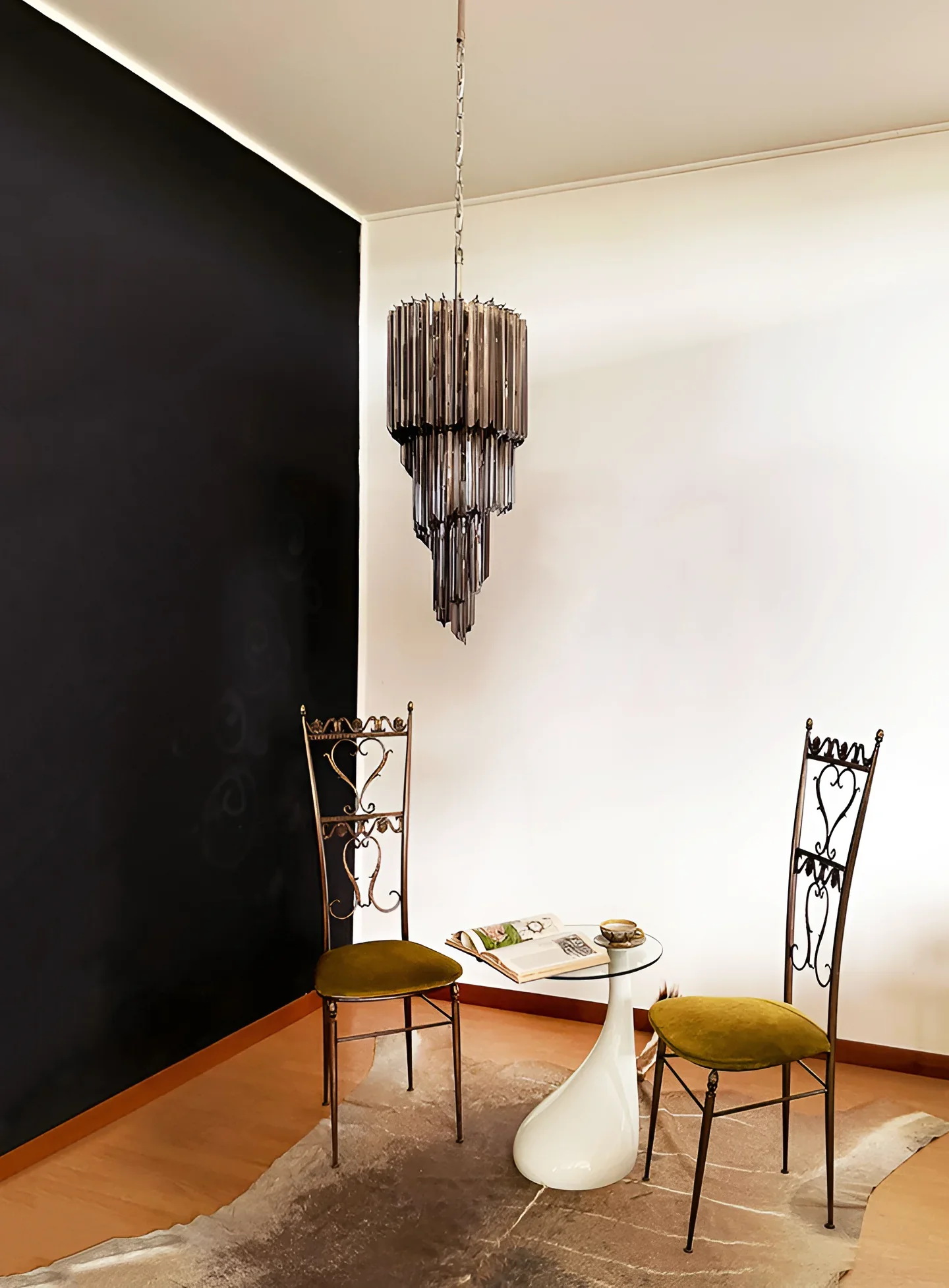 Murano Spiral Prisms Smoked Chandelier - Image 3