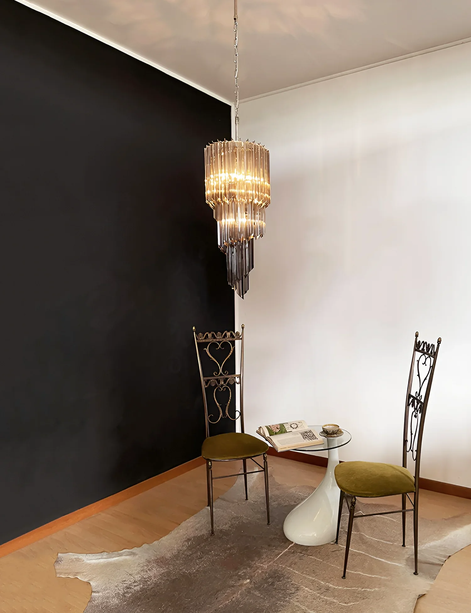 Murano Spiral Prisms Smoked Chandelier - Image 4