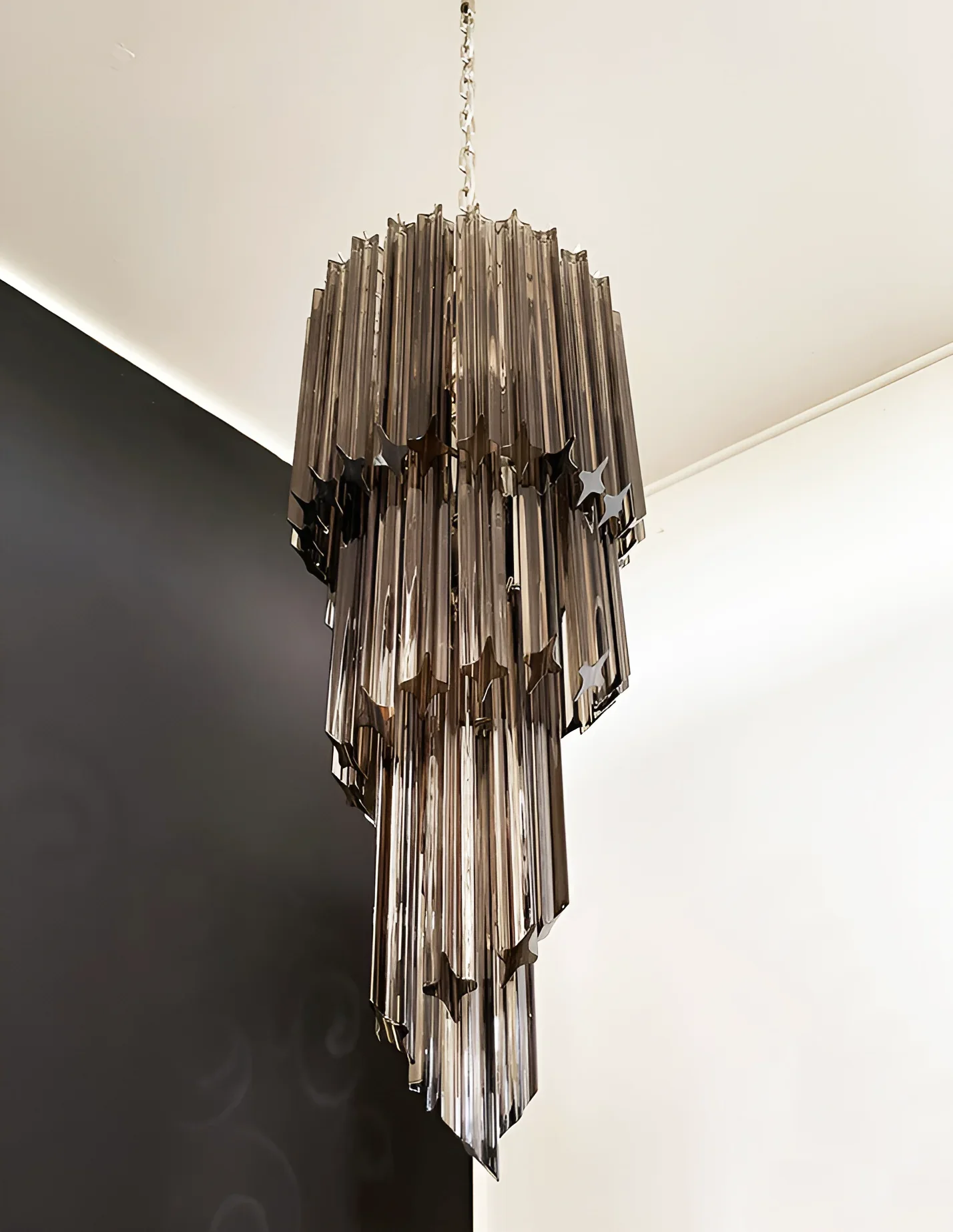 Murano Spiral Prisms Smoked Chandelier - Image 9