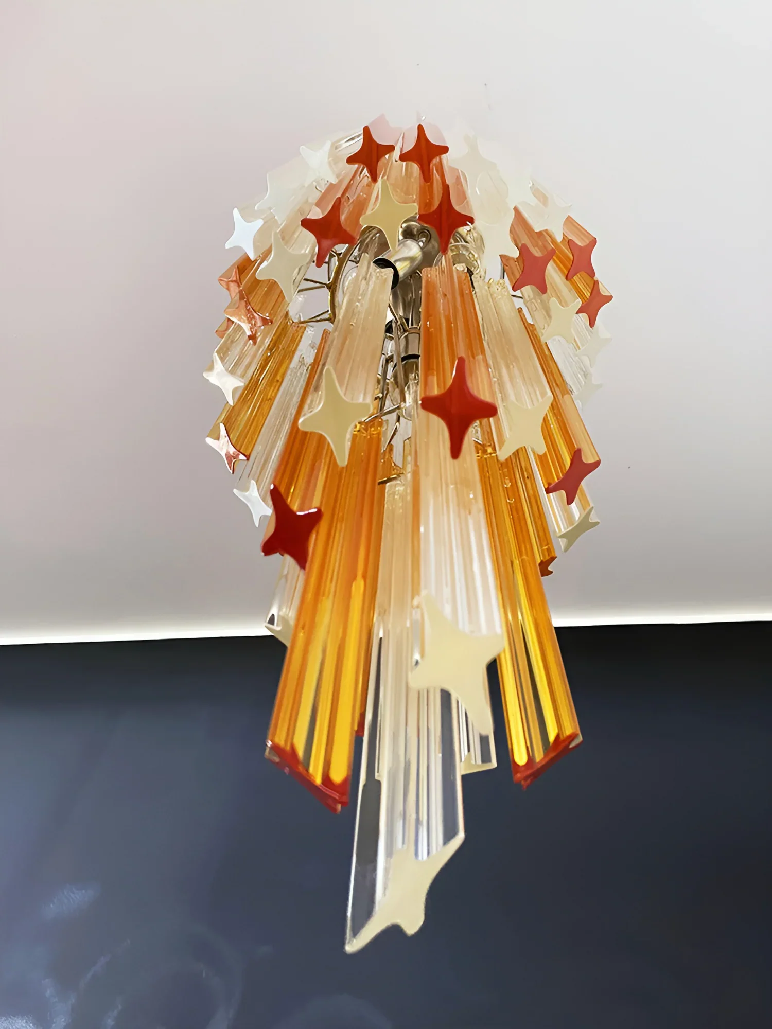 Murano Spiral Prisms Transparent Amber Chandelier - Image 15