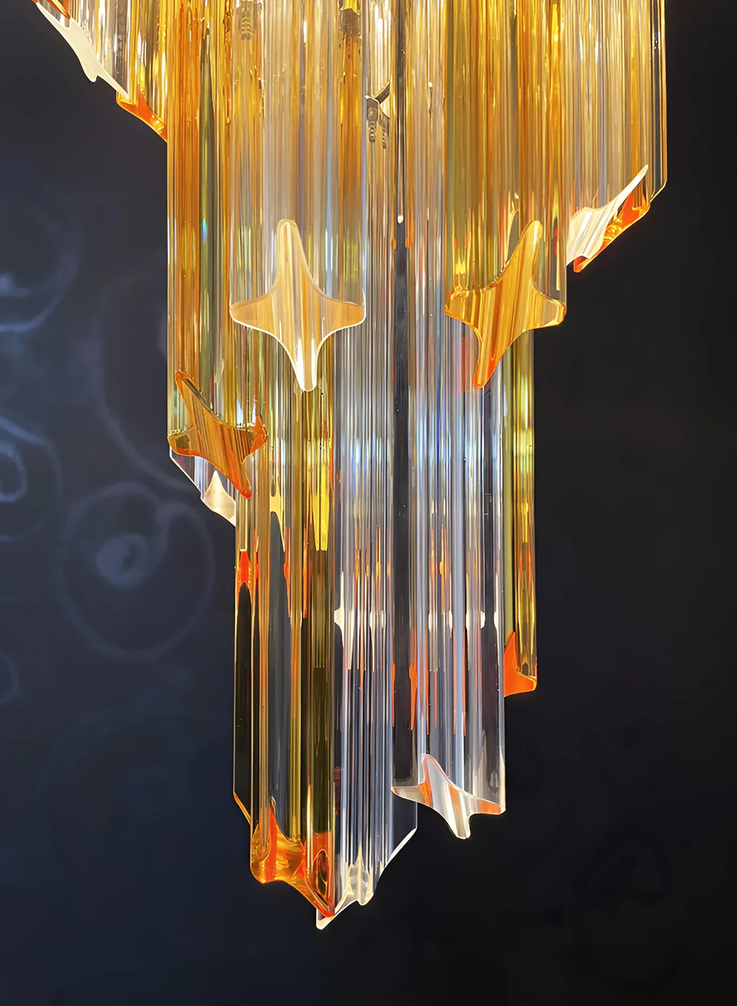 Murano Spiral Prisms Transparent Amber Chandelier - Image 16