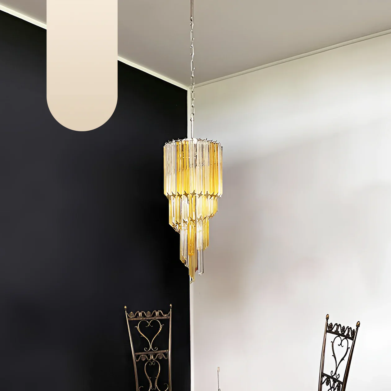 Murano Spiral Prisms Transparent Amber Chandelier - Image 17
