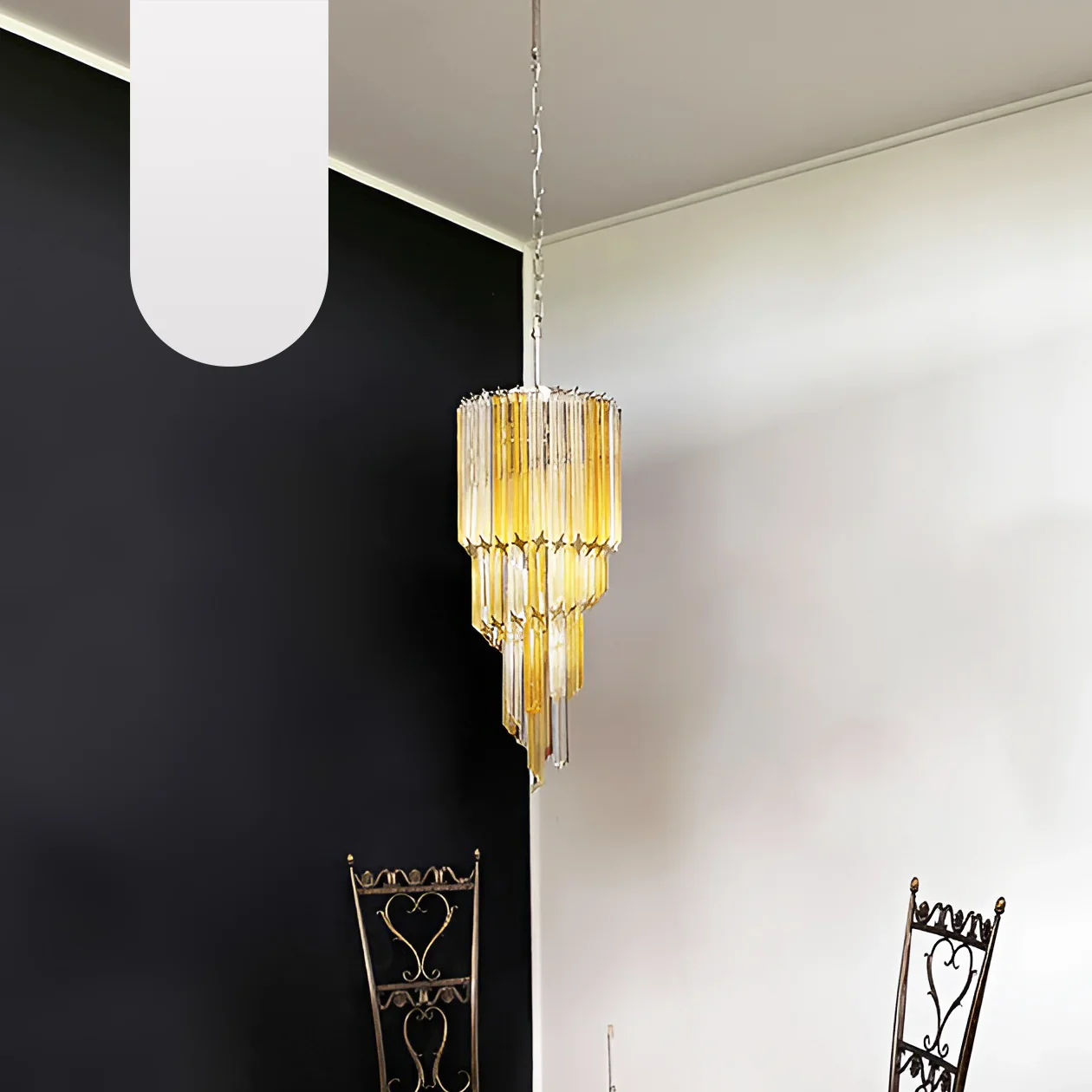 Murano Spiral Prisms Transparent Amber Chandelier - Image 18