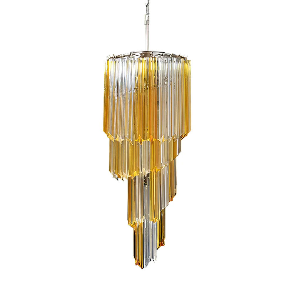 Murano Spiral Prisms Transparent Amber Chandelier - Image 20
