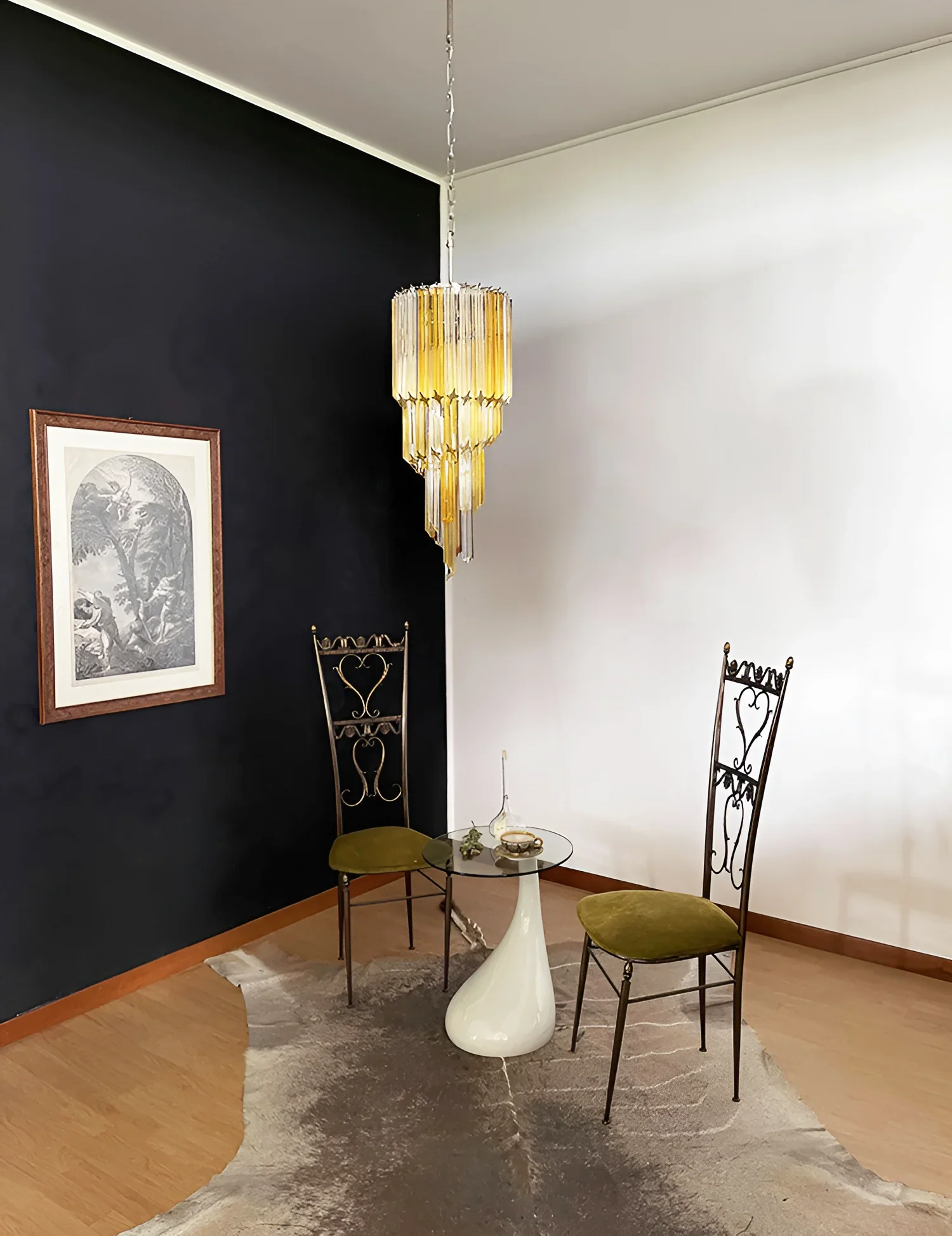 Murano Spiral Prisms Transparent Amber Chandelier - Image 3