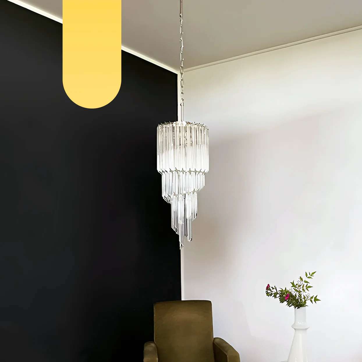 Murano Spiral Prisms Transparent Chandelier - Image 13