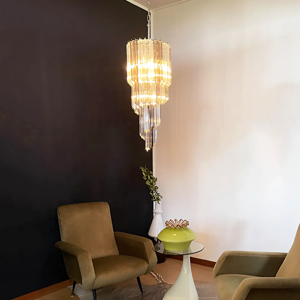 Murano Spiral Prisms Transparent Smoked Chandelier - Image 2