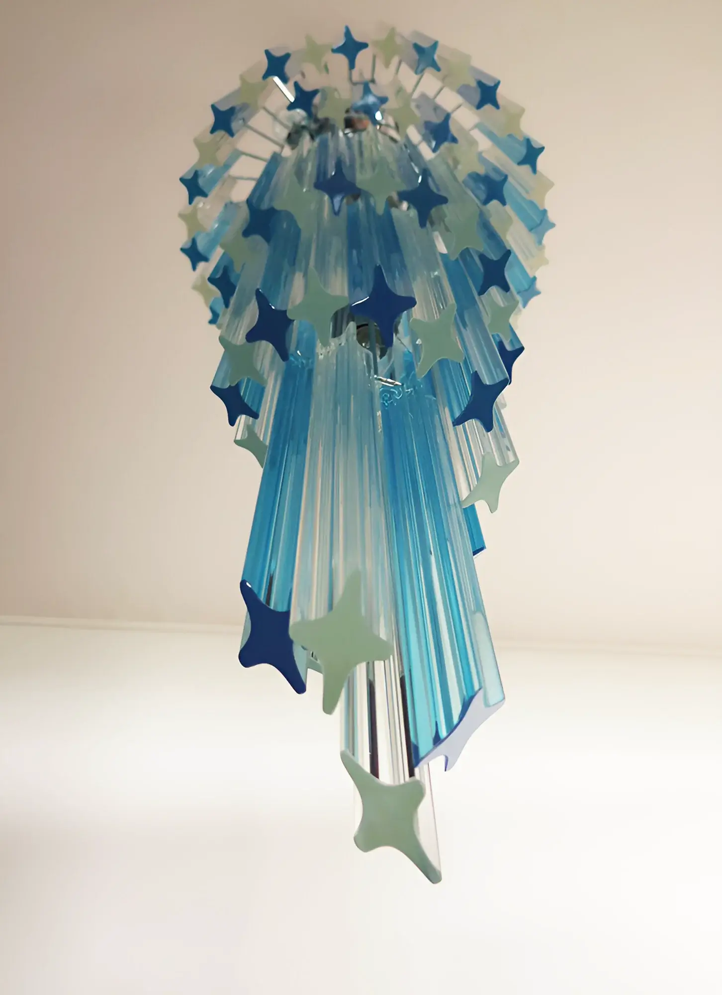 Murano Spiral Transparent Blue Prism Glass Chandelier - Image 11