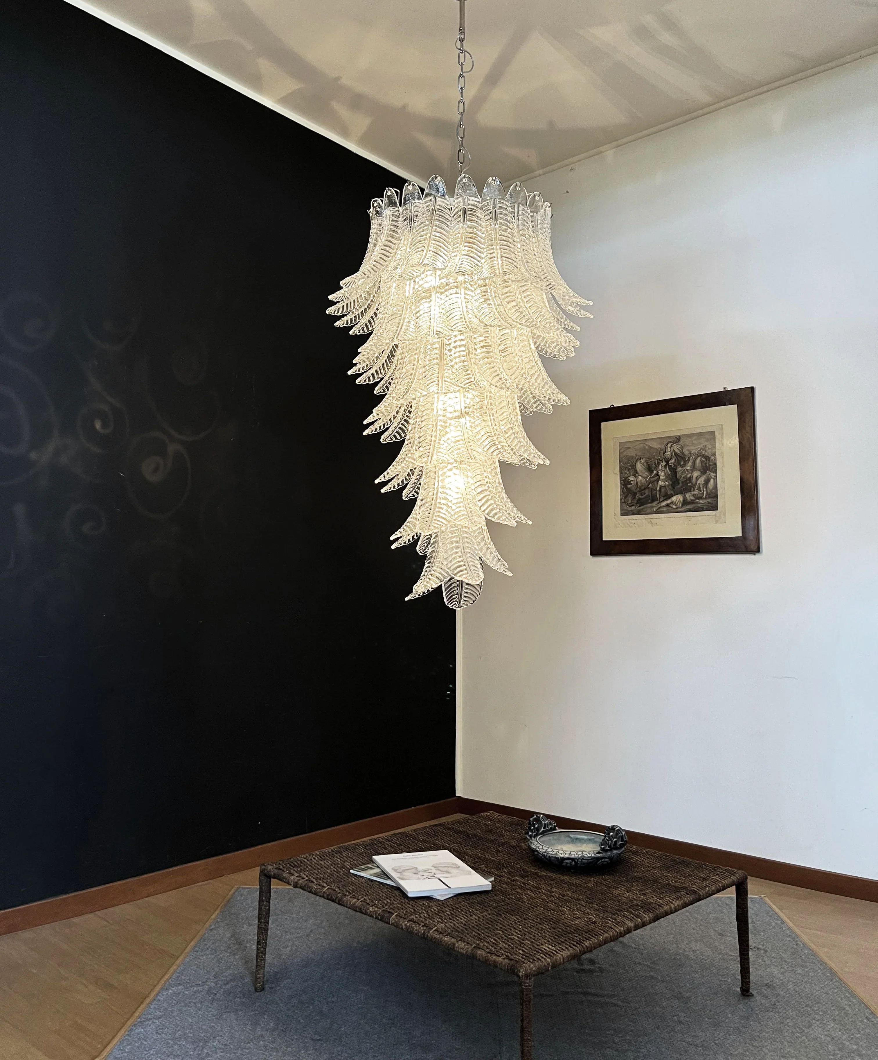 Murano Transparent Felch Spiral Chandelier - Image 3