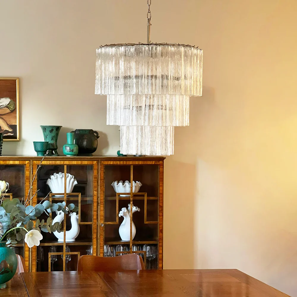 Murano Transparent Glass Tube Chandelier - Image 3