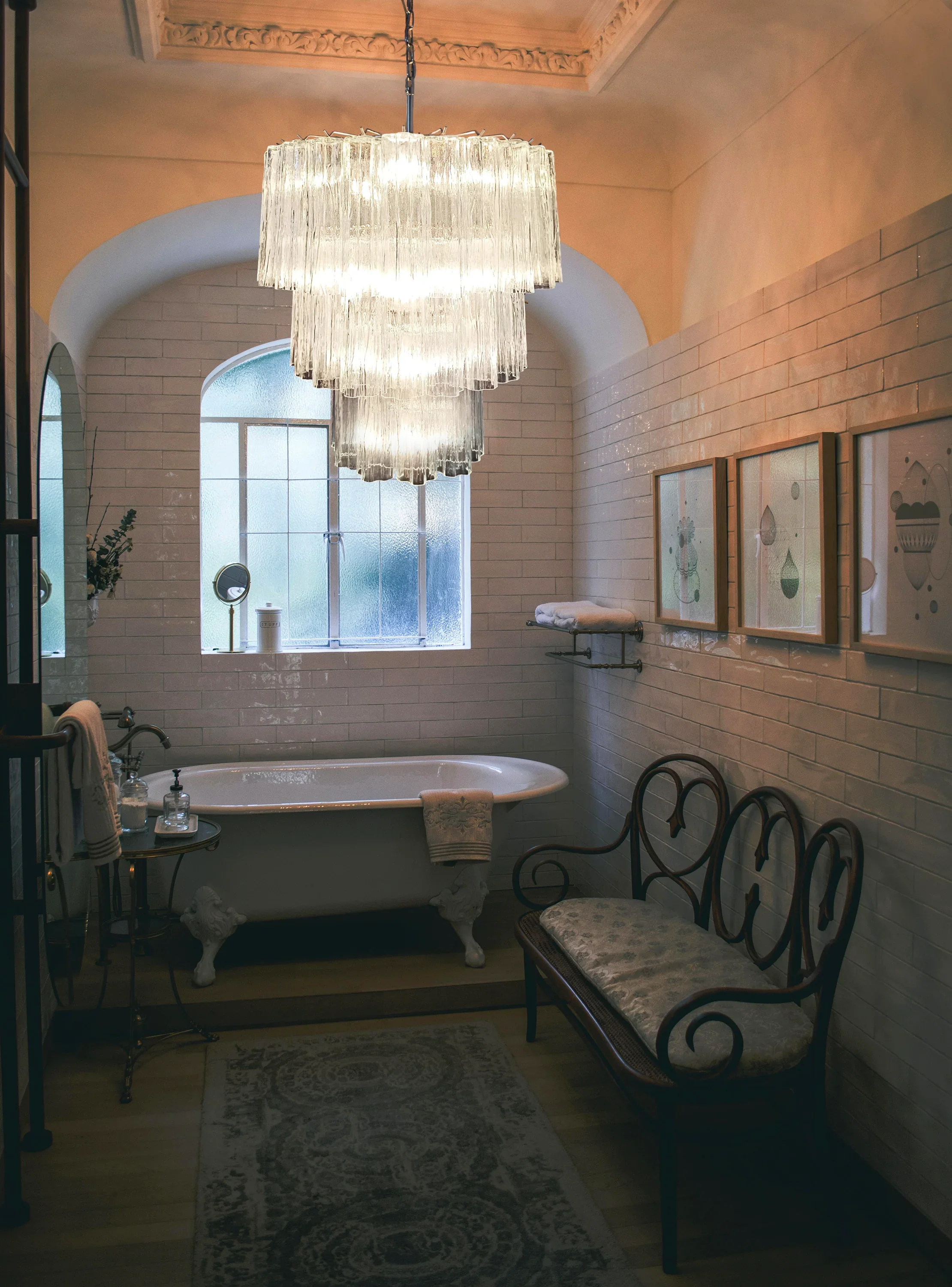 Murano Transparent Glass Tube Chandelier - Image 6