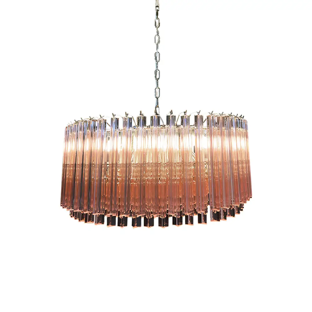 Murano Triedri Round Prisms Pink Chandelier - Image 16