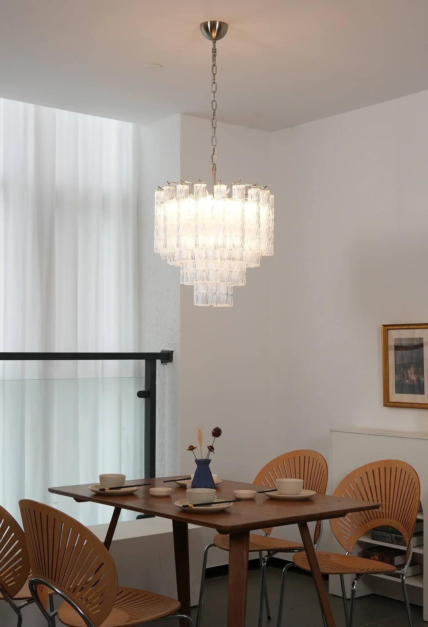 Murano Wave Glass Tube Chandelier - Image 6