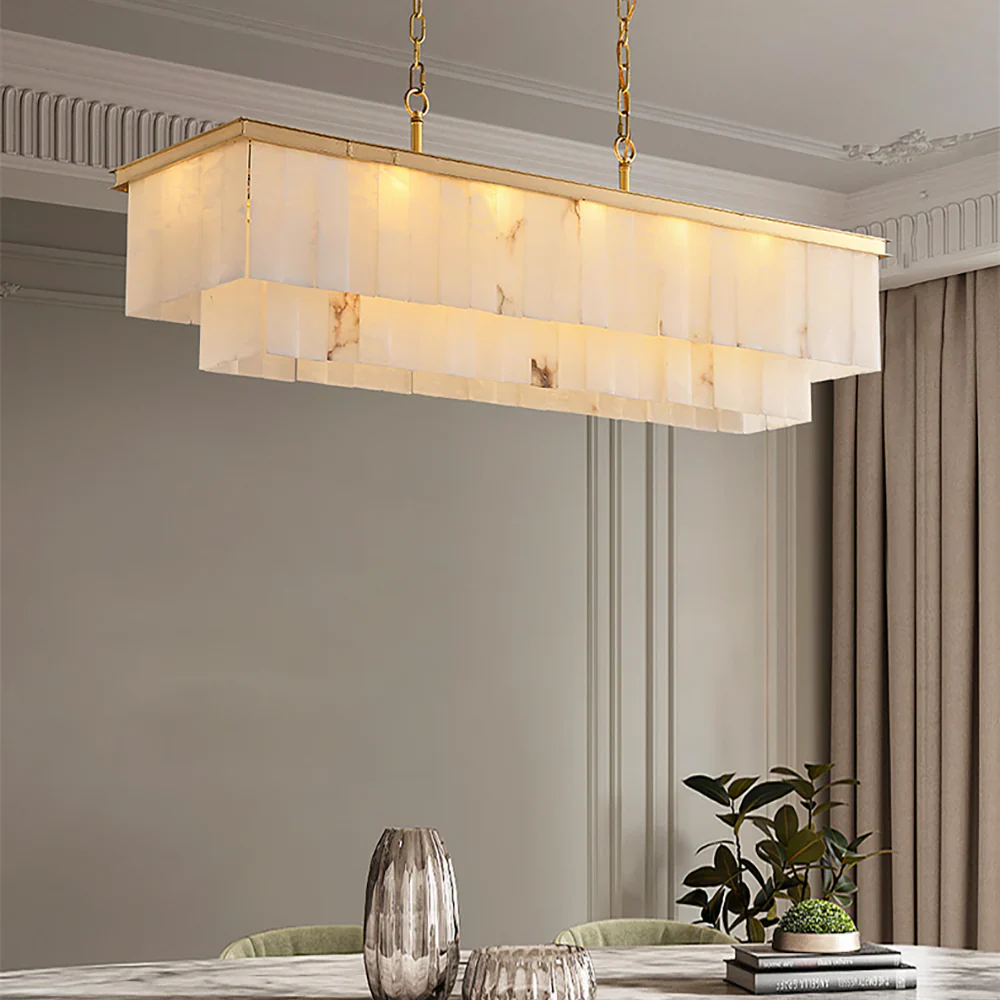 Natural Alabaster Dining Room Chandelier - Image 3