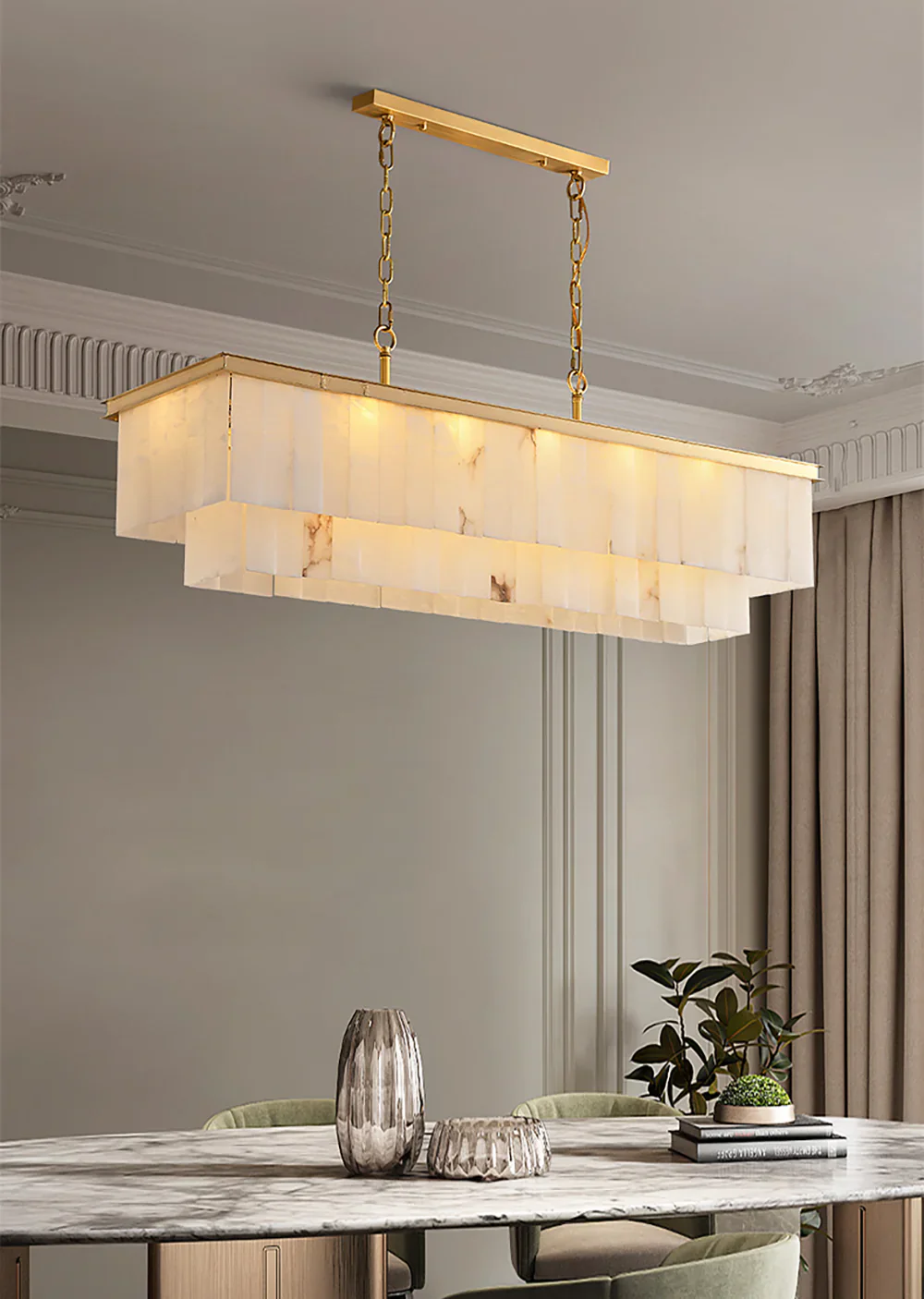 Natural Alabaster Dining Room Chandelier - Image 5