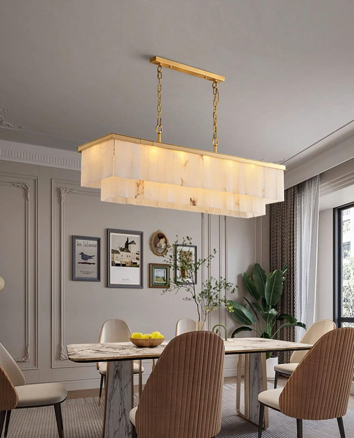 Natural Alabaster Dining Room Chandelier - Image 6