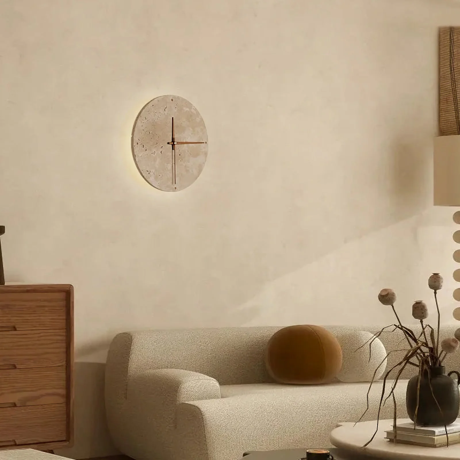 Natural Stone Clock Wall Lamp - Image 7