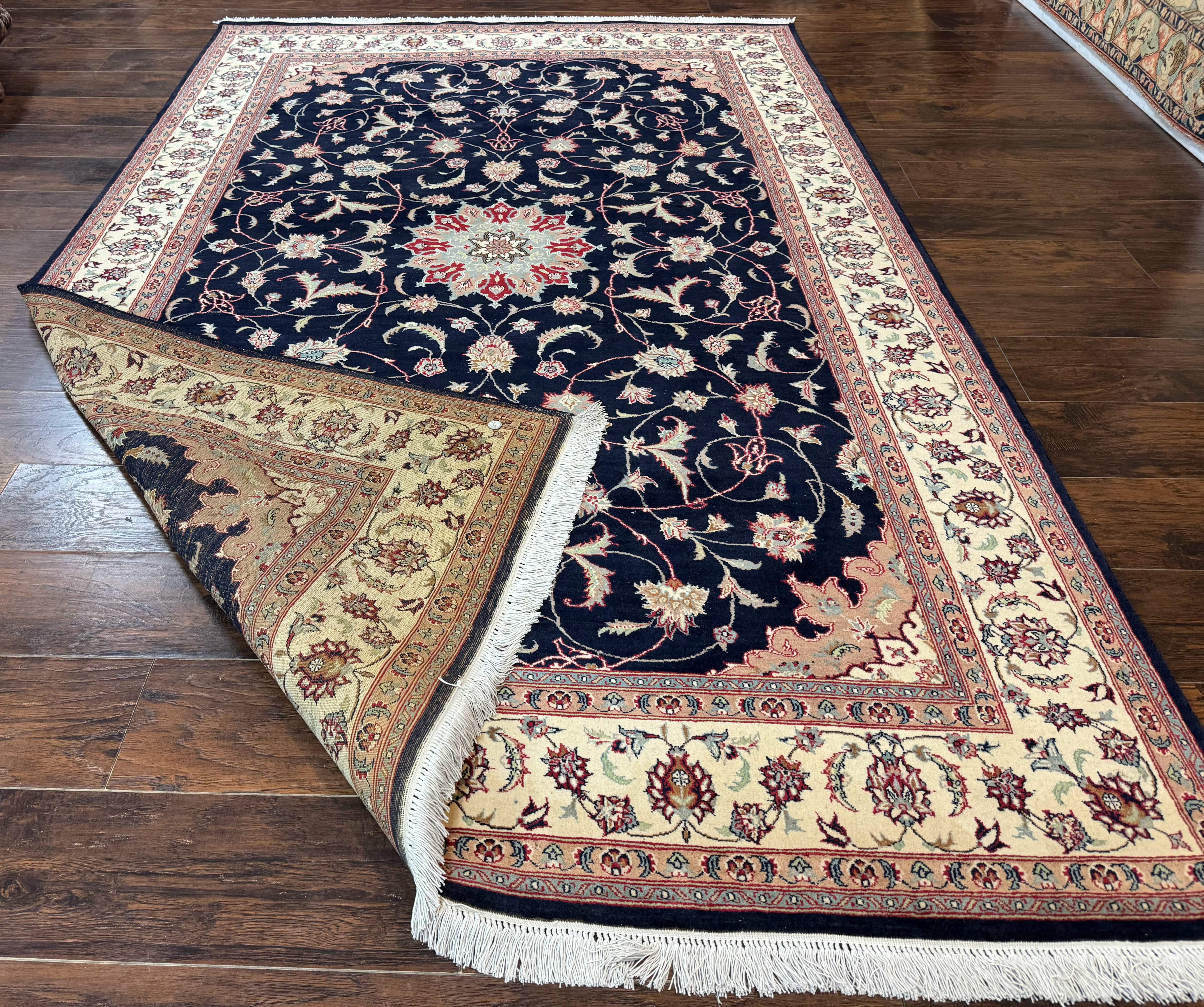 Navy Blue Pak Persian Rug 6x10, Floral Medallion, Traditional Persian Area Rug, Fine 240 KPSI - Image 11