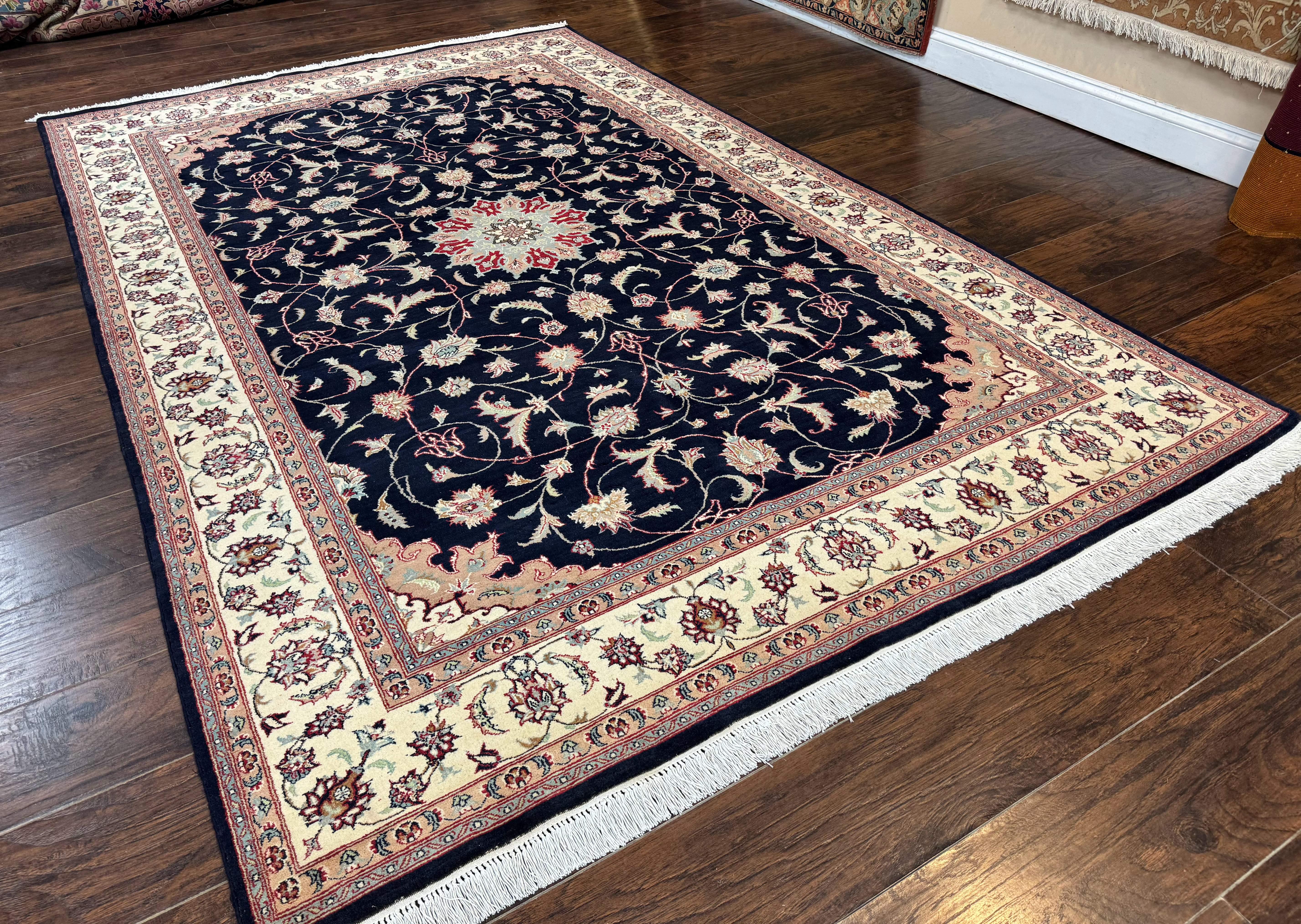 Navy Blue Pak Persian Rug 6x10, Floral Medallion, Traditional Persian Area Rug, Fine 240 KPSI - Image 12