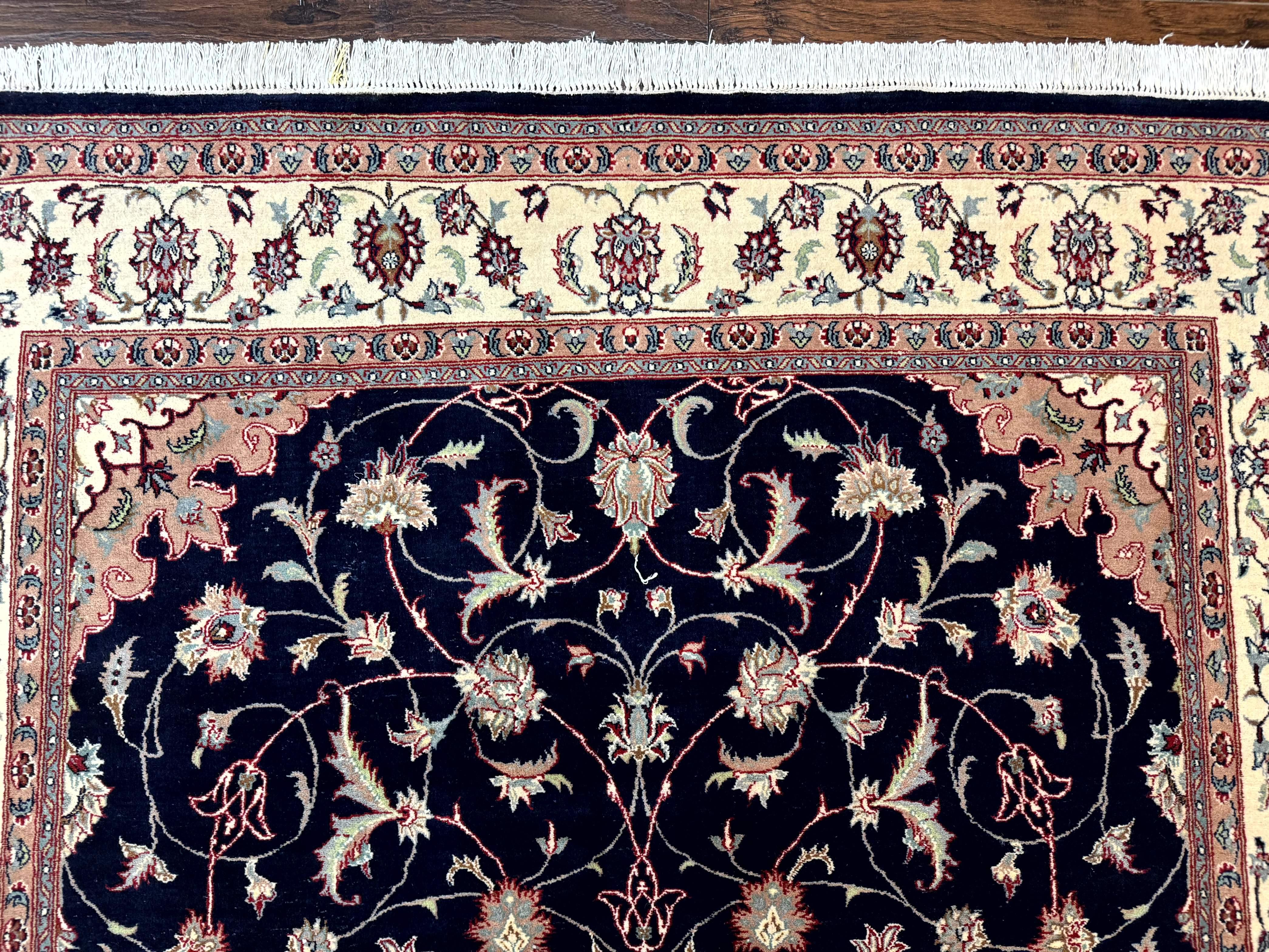 Navy Blue Pak Persian Rug 6x10, Floral Medallion, Traditional Persian Area Rug, Fine 240 KPSI - Image 3
