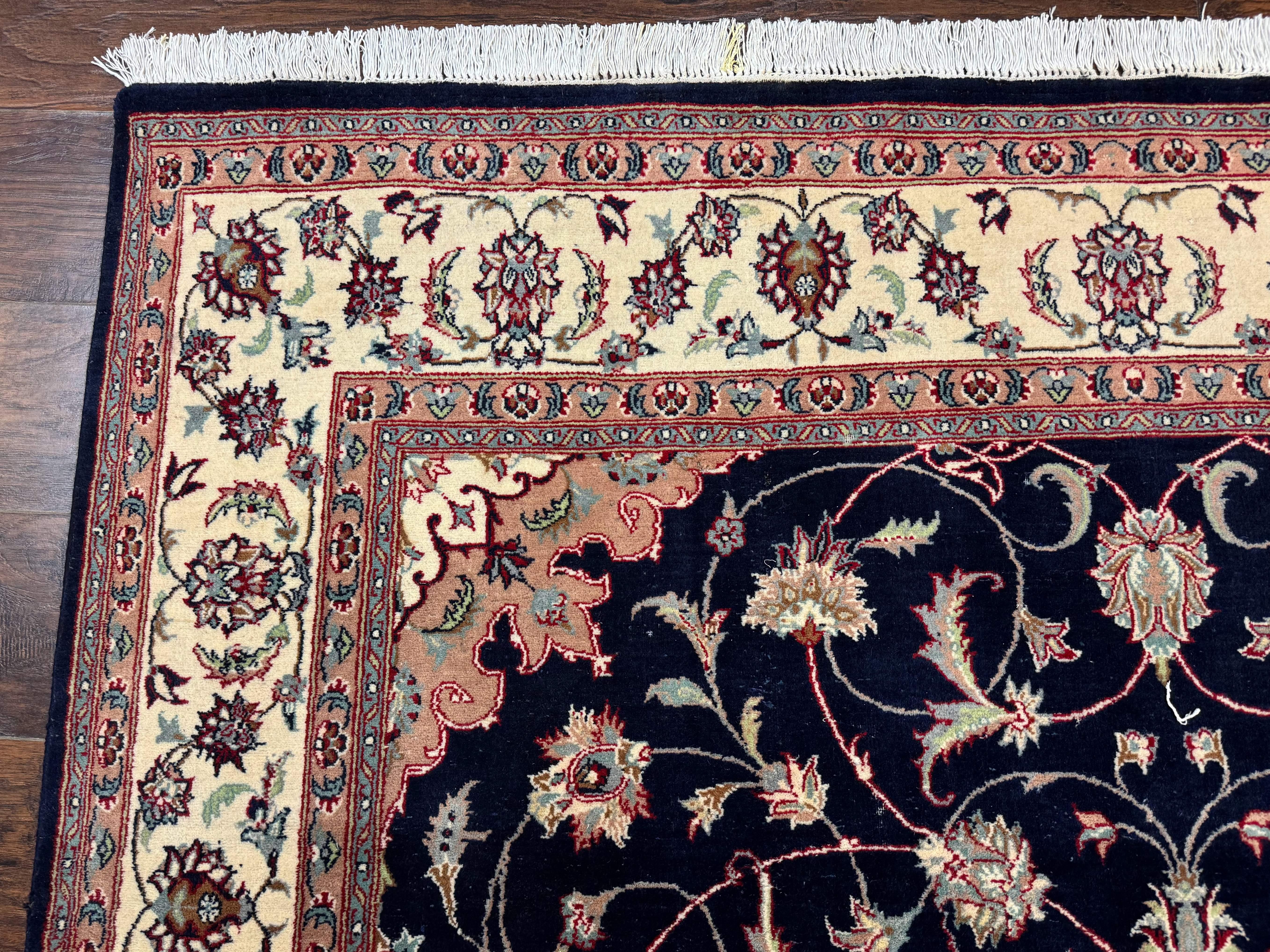 Navy Blue Pak Persian Rug 6x10, Floral Medallion, Traditional Persian Area Rug, Fine 240 KPSI - Image 6