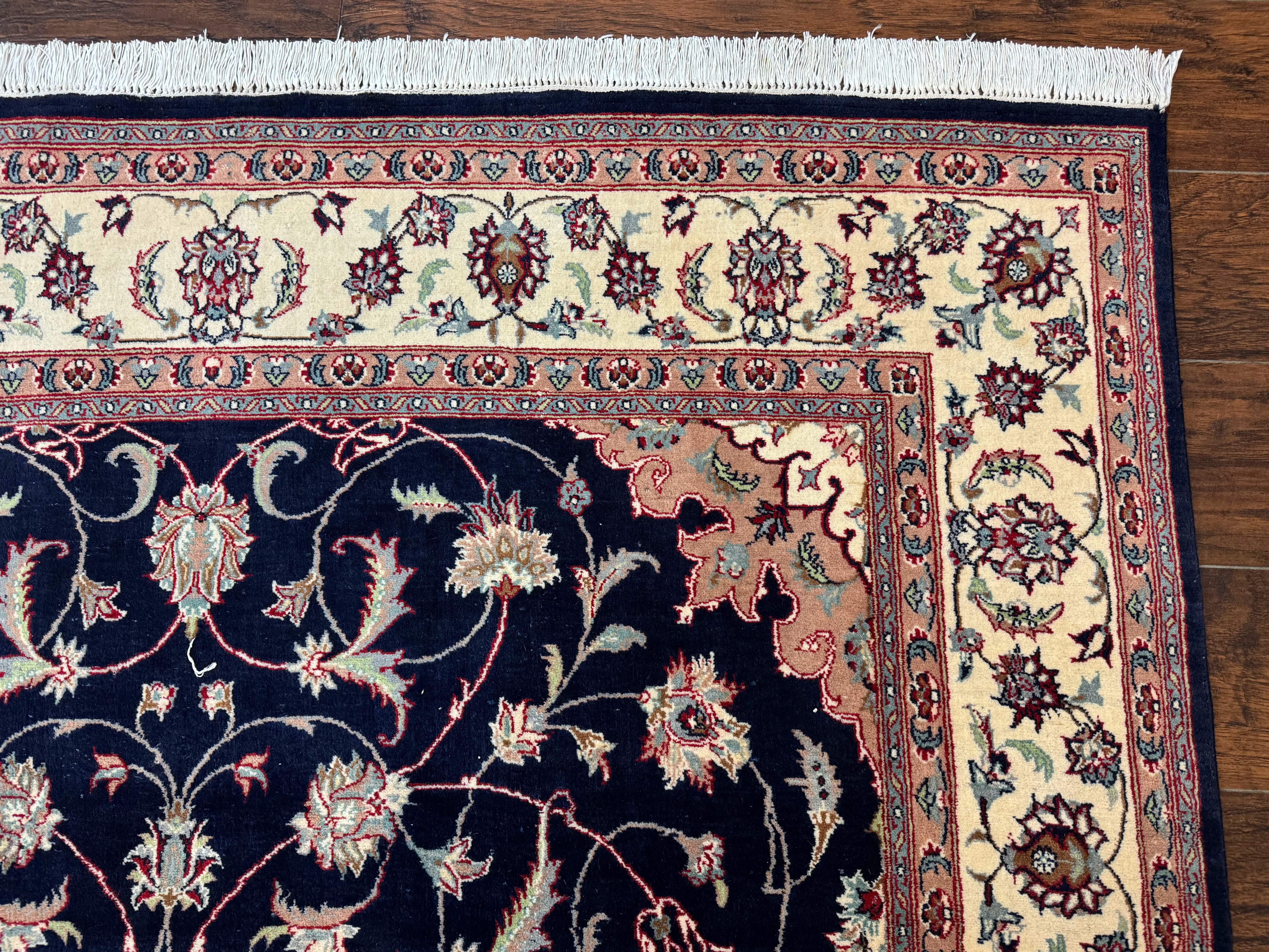 Navy Blue Pak Persian Rug 6x10, Floral Medallion, Traditional Persian Area Rug, Fine 240 KPSI - Image 7