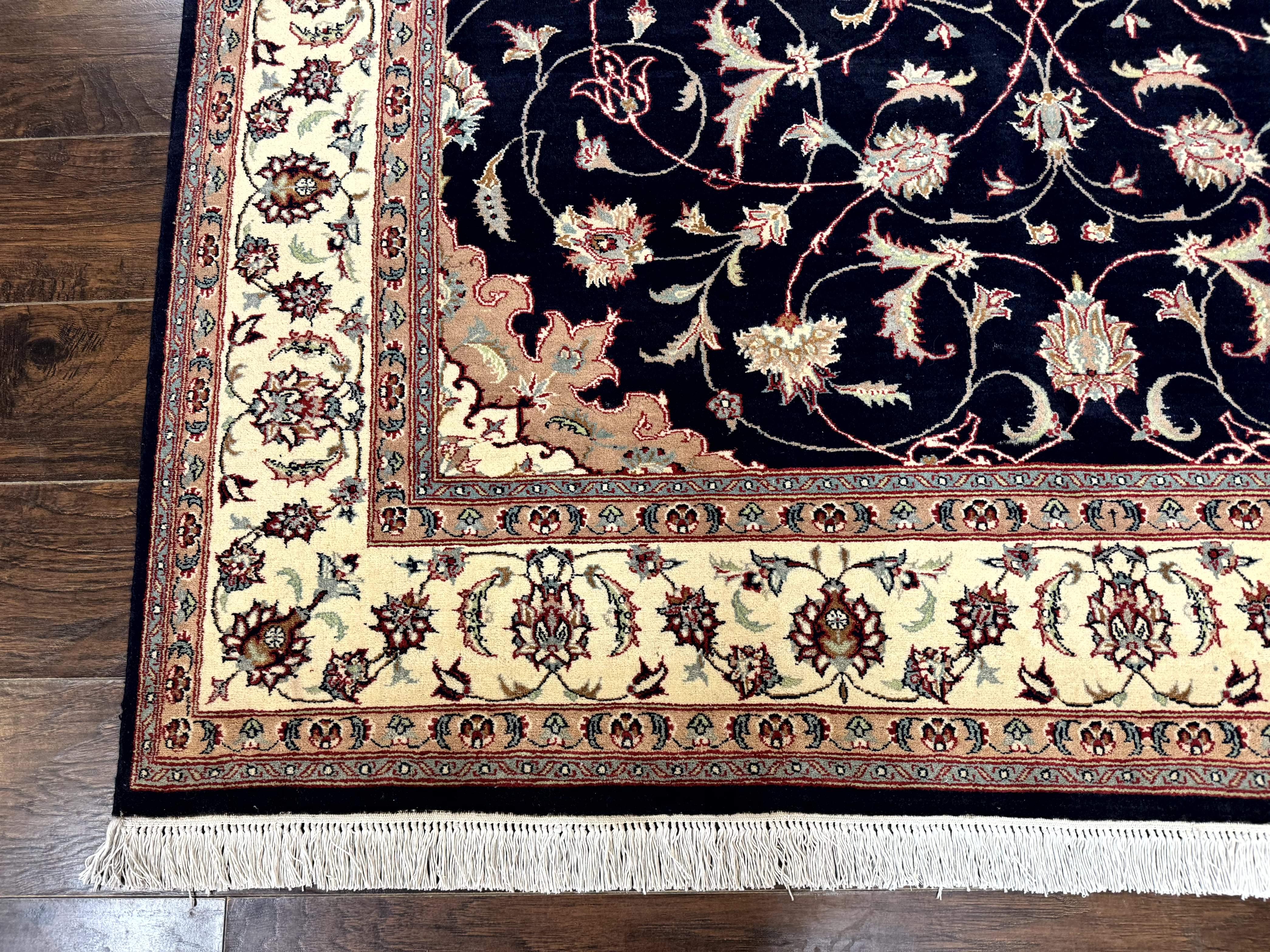 Navy Blue Pak Persian Rug 6x10, Floral Medallion, Traditional Persian Area Rug, Fine 240 KPSI - Image 8