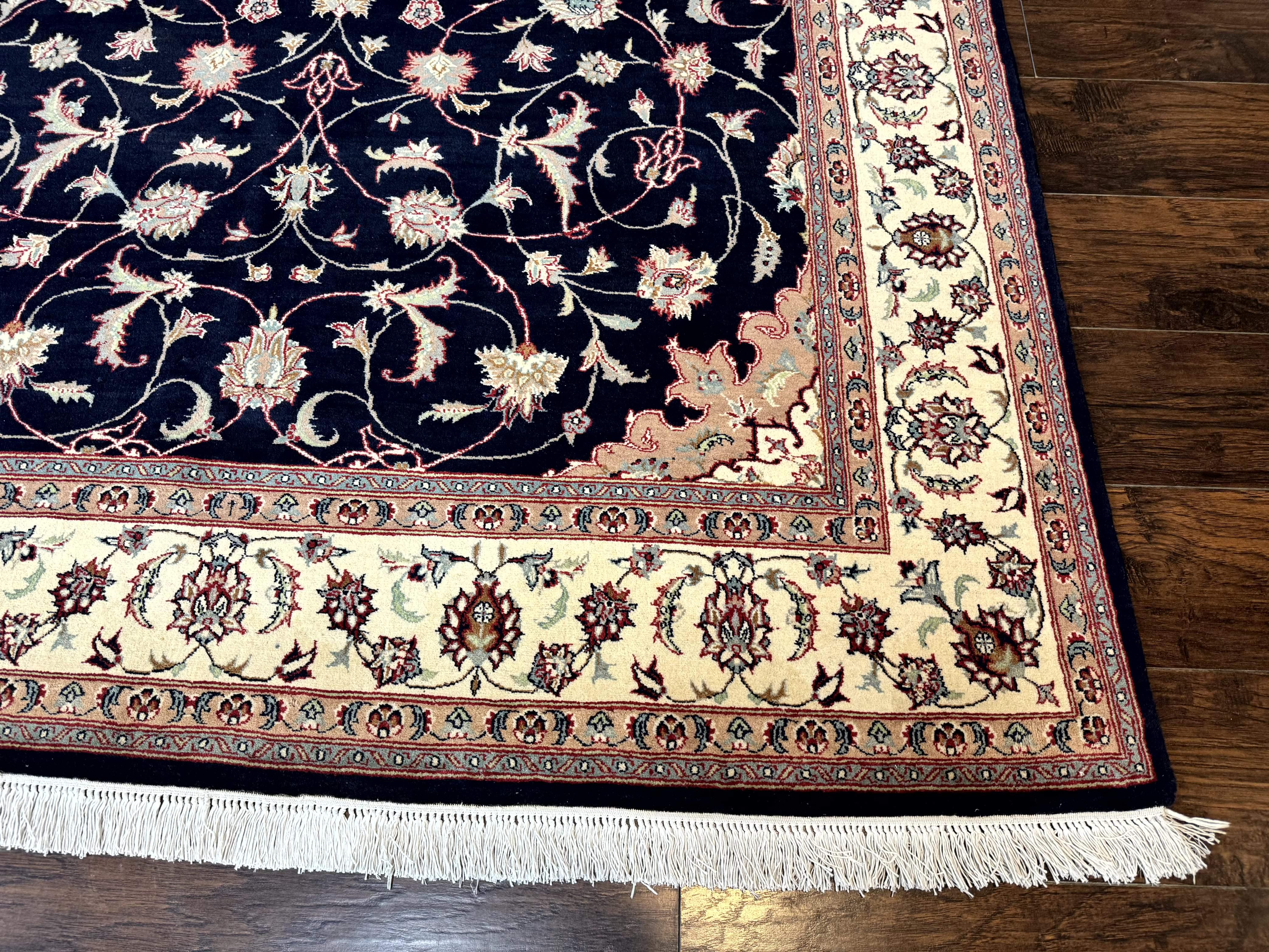 Navy Blue Pak Persian Rug 6x10, Floral Medallion, Traditional Persian Area Rug, Fine 240 KPSI - Image 9