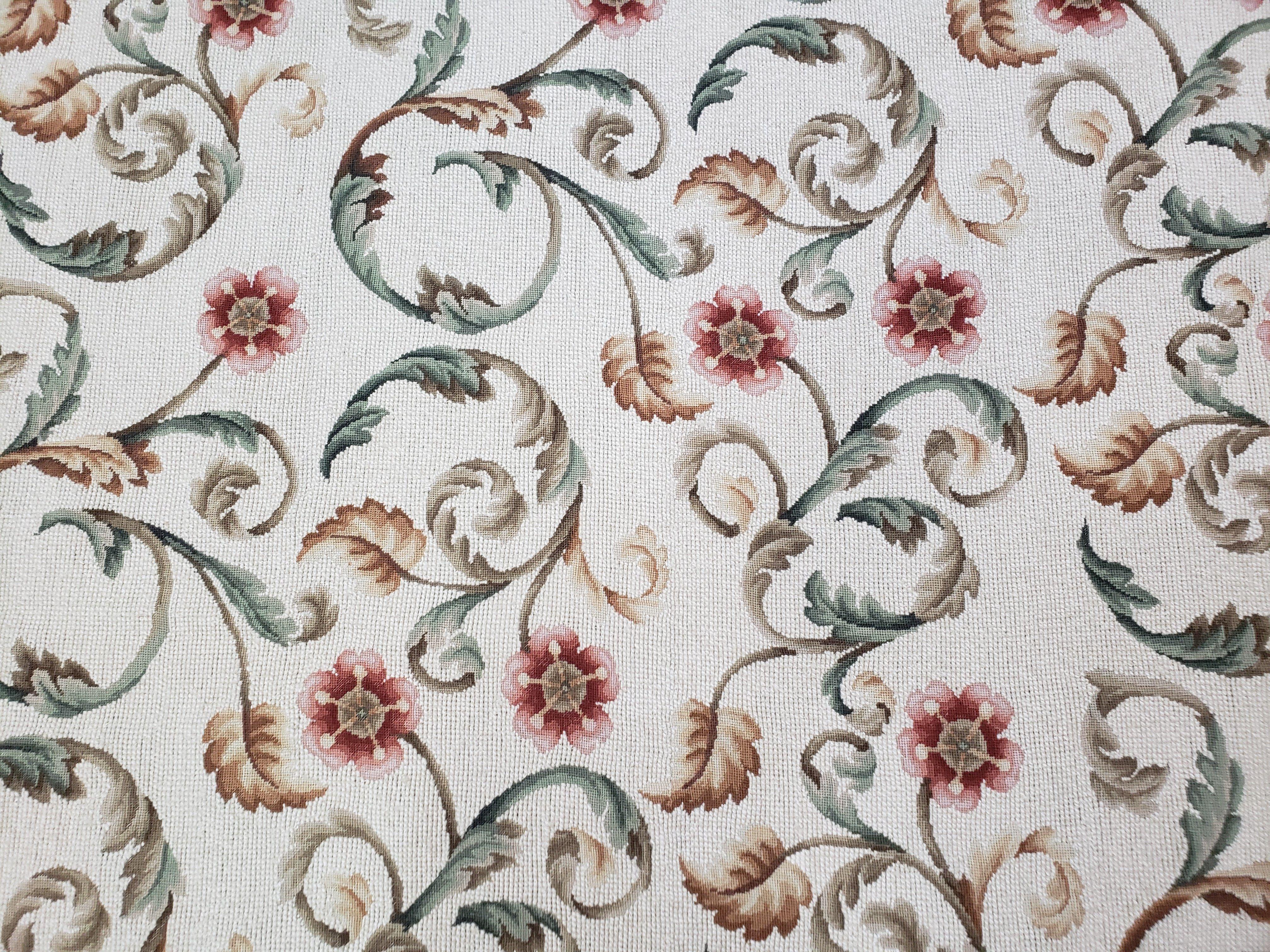Needlepoint Rug 9x12, European Aubusson Design, Floral Allover Garden Pattern, New Needlepoint Area Rug, Ivory Rug, Hand Woven, Flatweave - Image 4