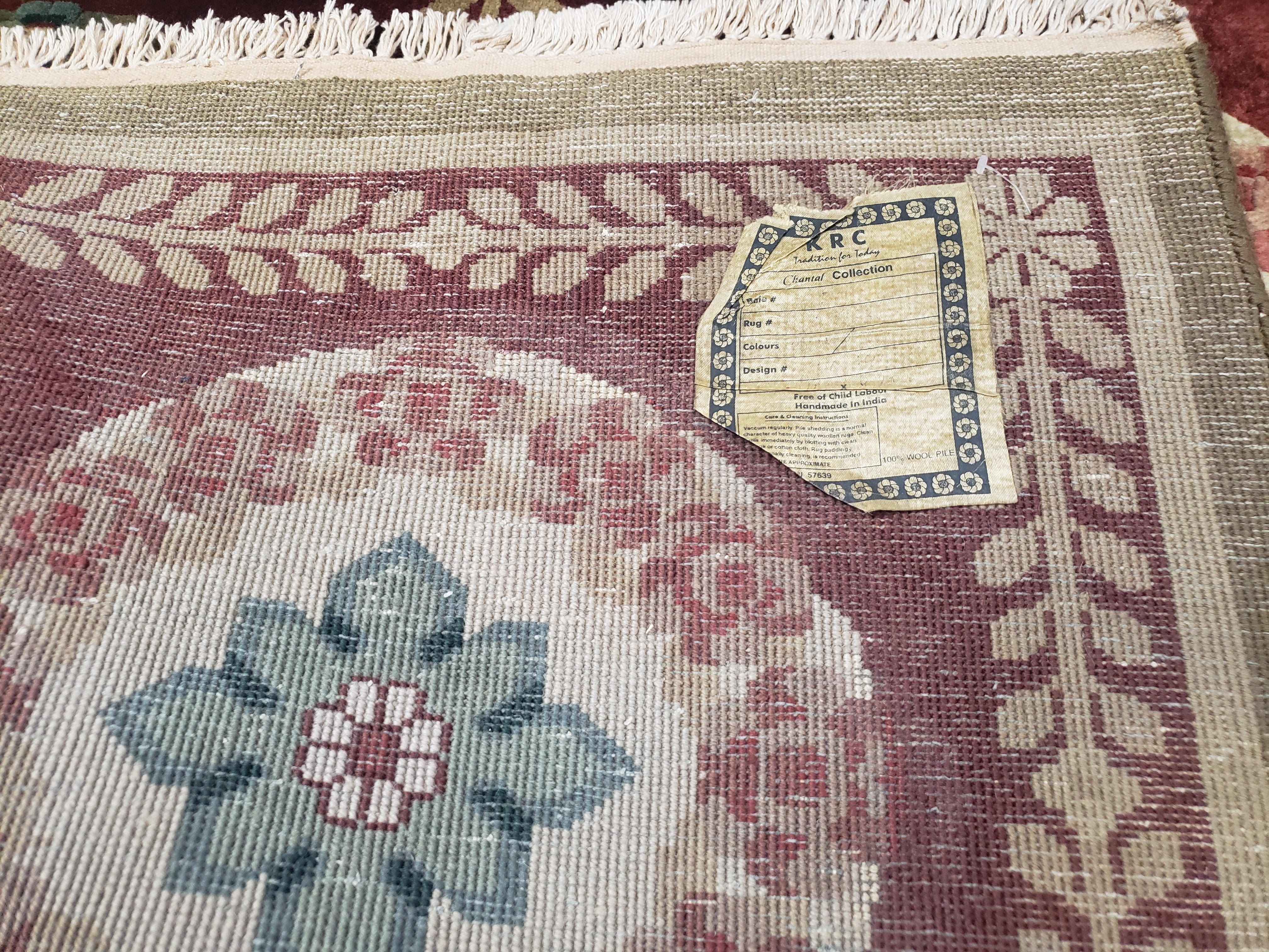 Nepalese Aubusson Panel Rug 6x9, Red & Ivory Soft Plush Tibetan Pile Rug, Wool Hand-Knotted Carpet, 6 x 9 Elegant Area Rug, Office Room Rug - Image 10
