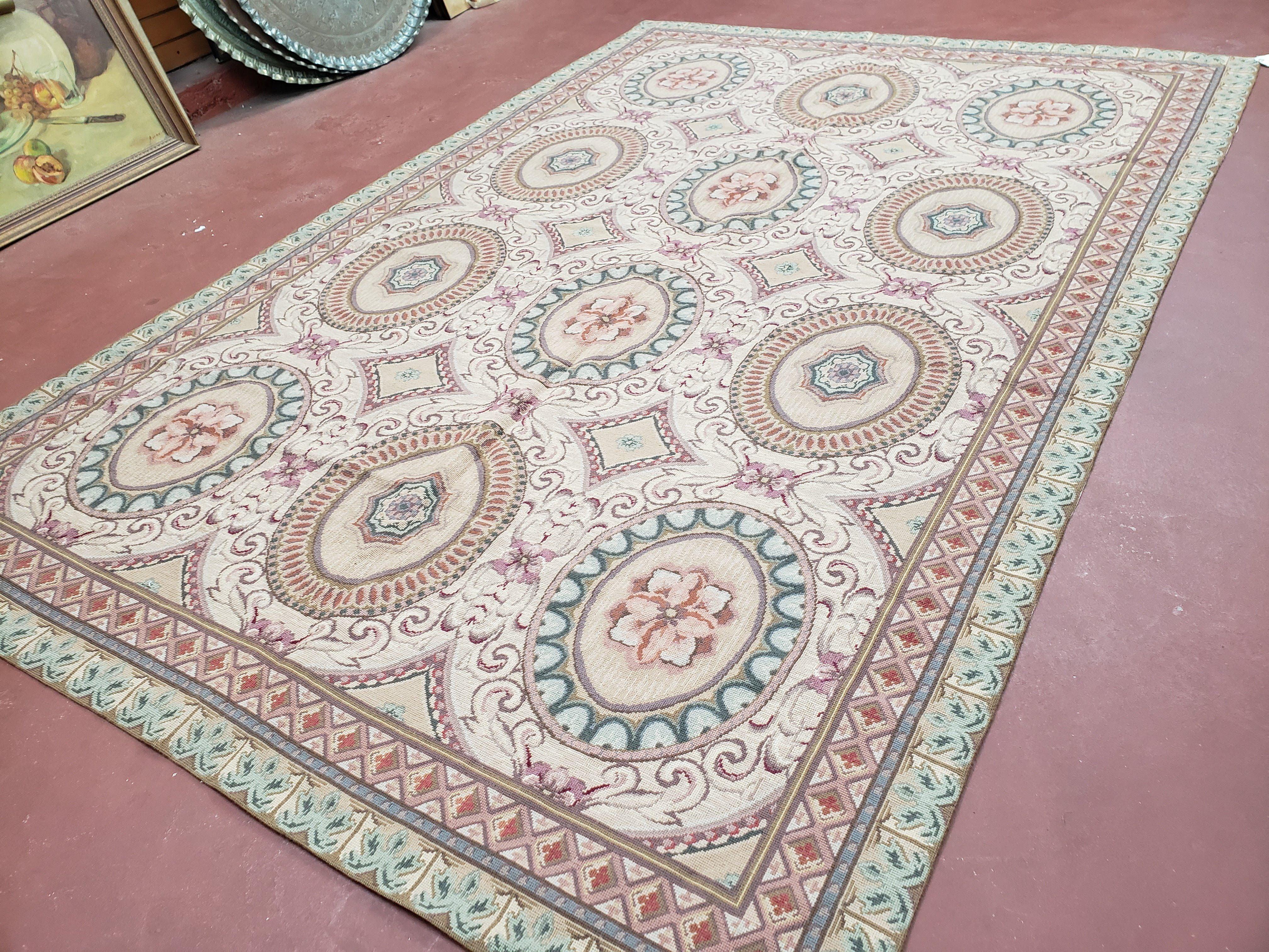 New Needlepoint Rug, 6x9 Needlepoint Carpet, Flatweave Rug, Vicotorian French European English Decor, Elegant Rug for Living Room, Handmade - Image 11