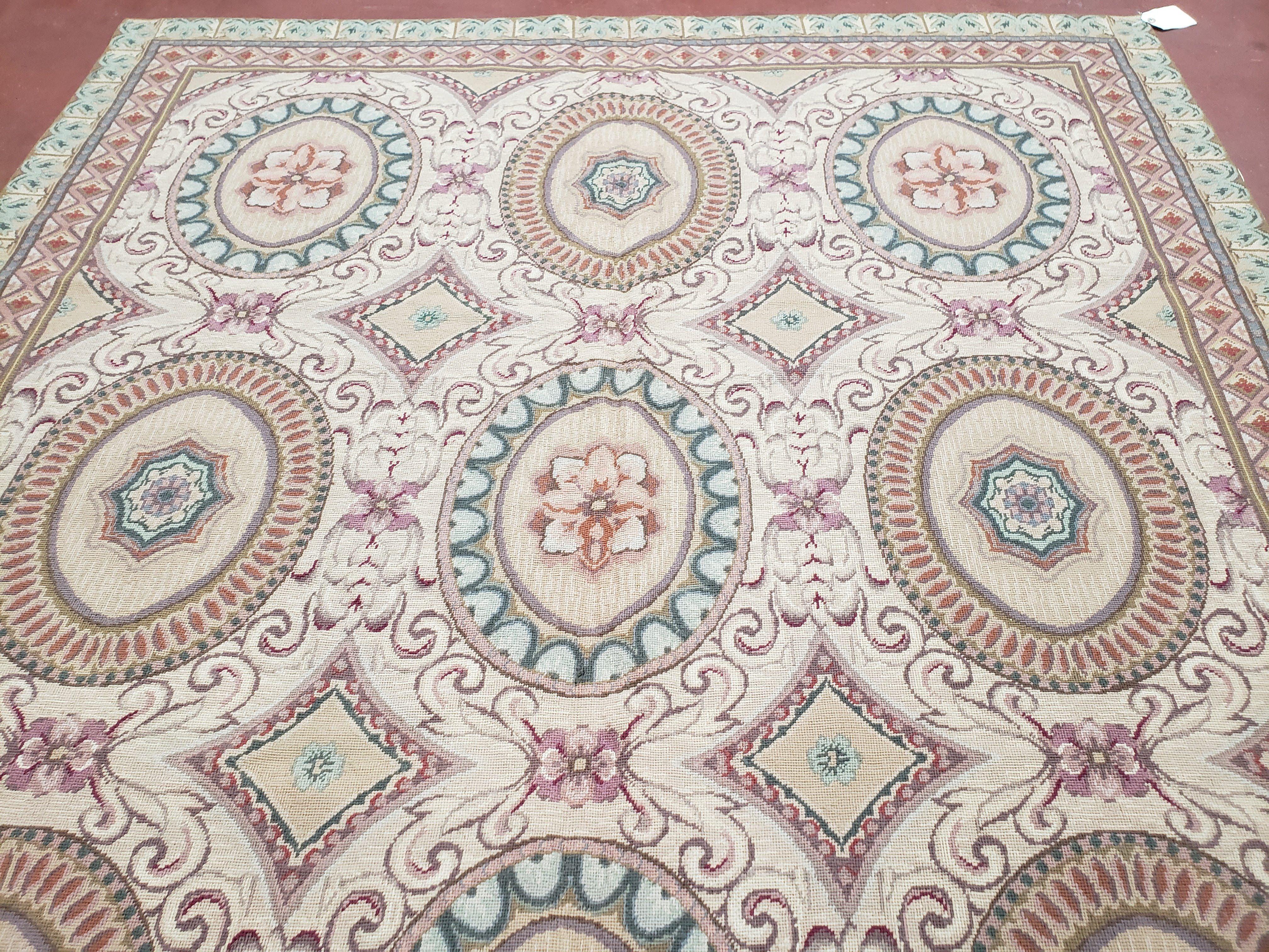 New Needlepoint Rug, 6x9 Needlepoint Carpet, Flatweave Rug, Vicotorian French European English Decor, Elegant Rug for Living Room, Handmade - Image 12