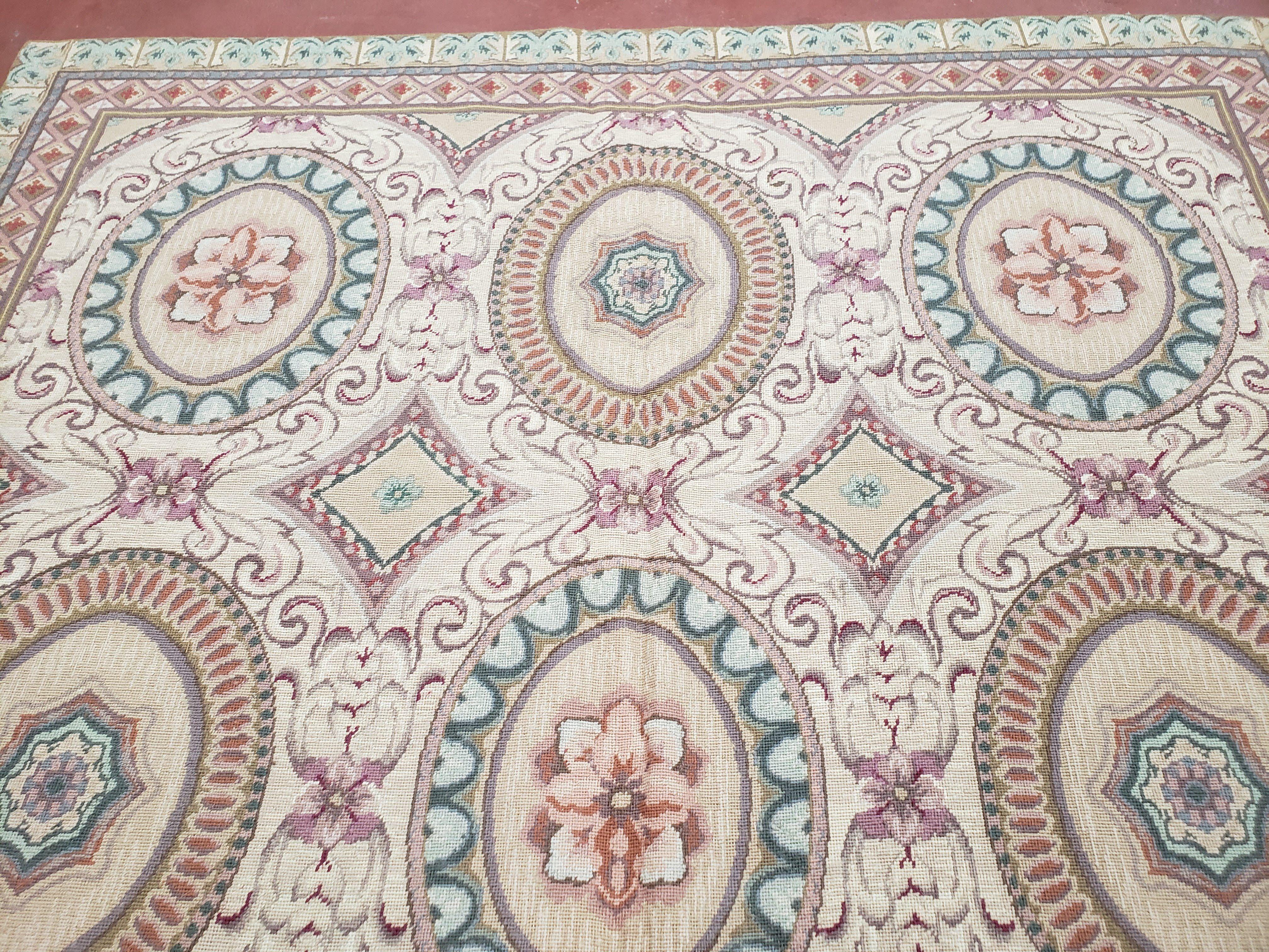 New Needlepoint Rug, 6x9 Needlepoint Carpet, Flatweave Rug, Vicotorian French European English Decor, Elegant Rug for Living Room, Handmade - Image 3