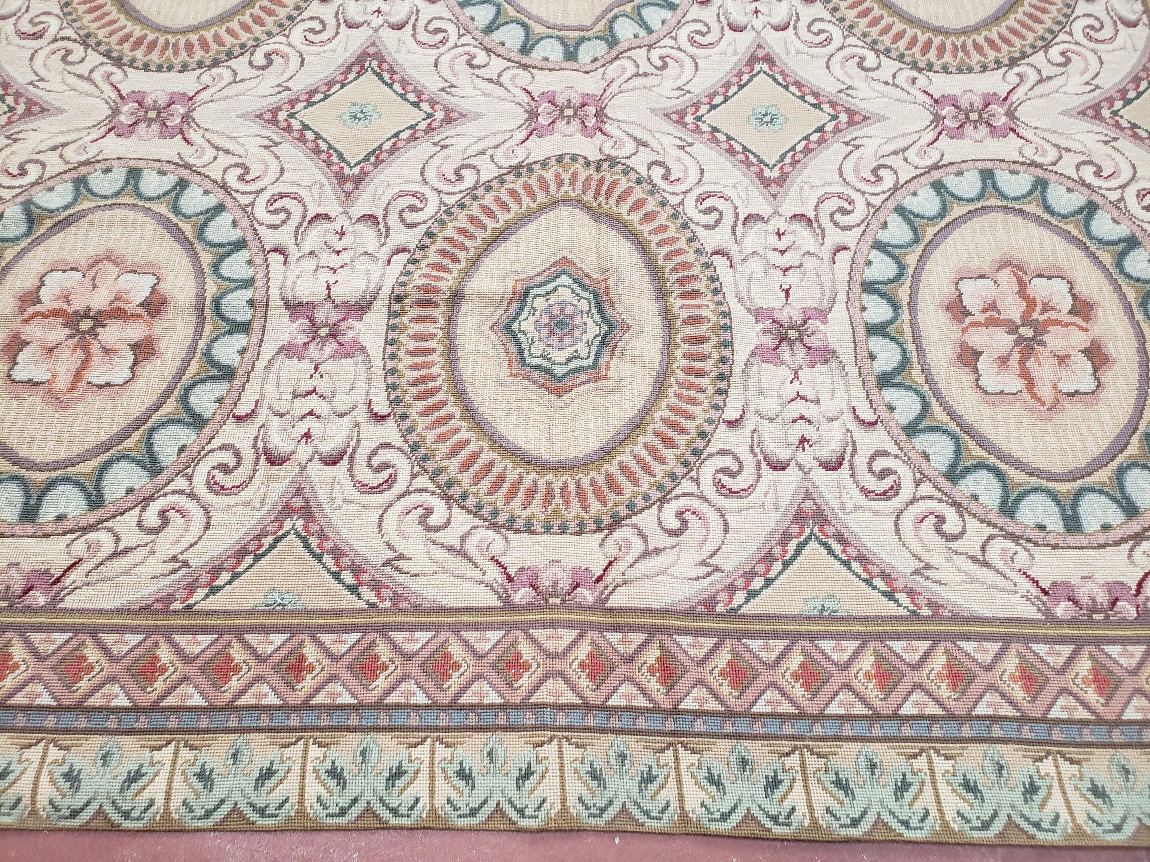 New Needlepoint Rug, 6x9 Needlepoint Carpet, Flatweave Rug, Vicotorian French European English Decor, Elegant Rug for Living Room, Handmade - Image 5
